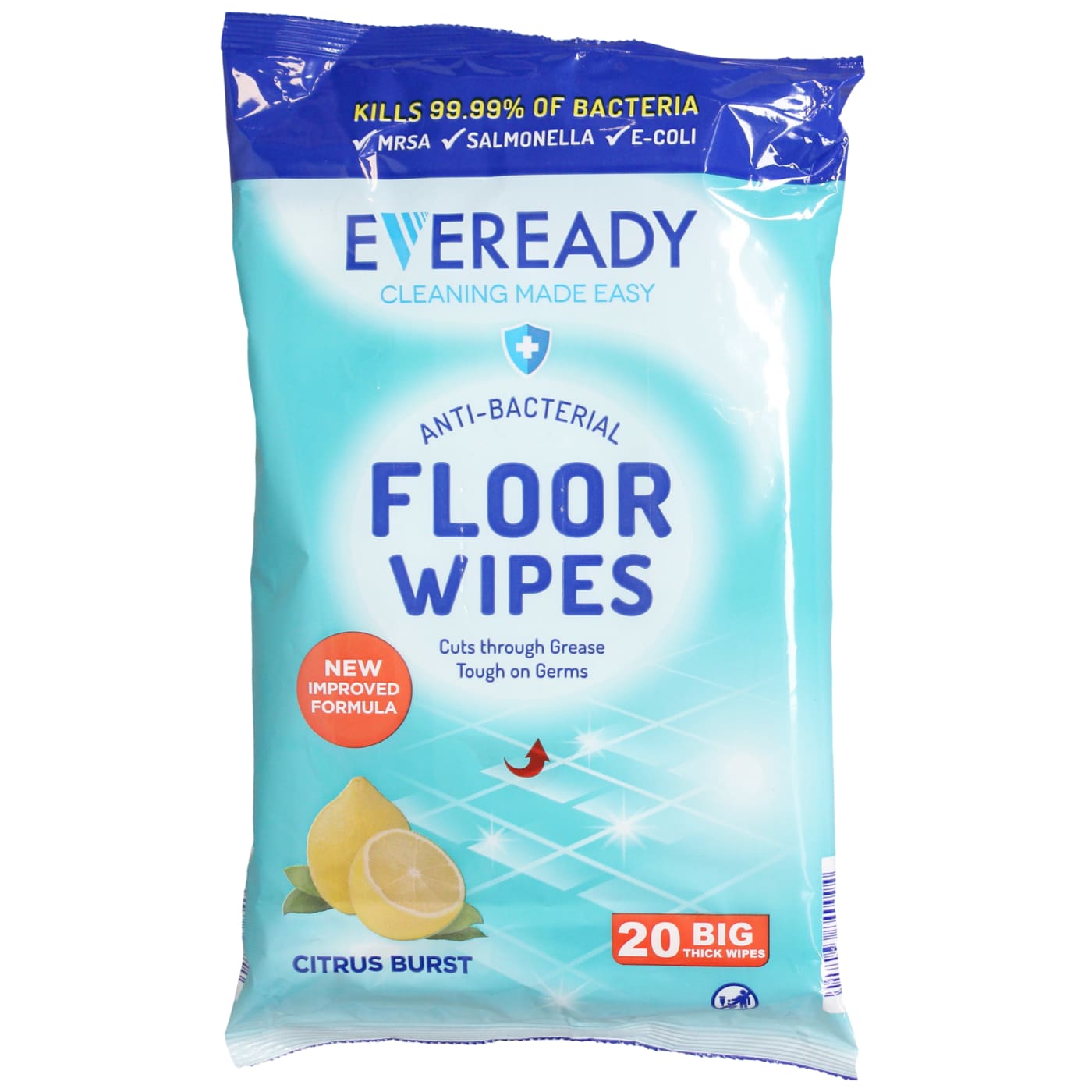 EVEREADY ANTI-BACTERIAL FLOOR WIPES CITRUS 20'S