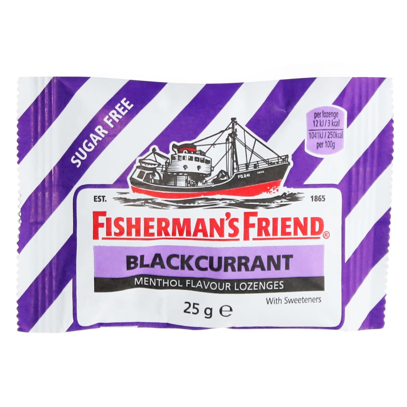 FISHERMAN'S FRIEND 25G LOZENGES BLACKCURRANT SUGAR FREE WITH SWEETENERS