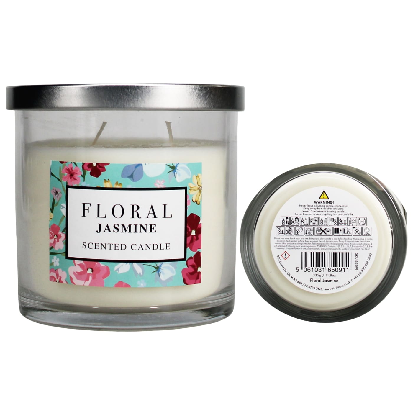 FLORAL 335G SCENTED CANDLE METAL LID JASMINE