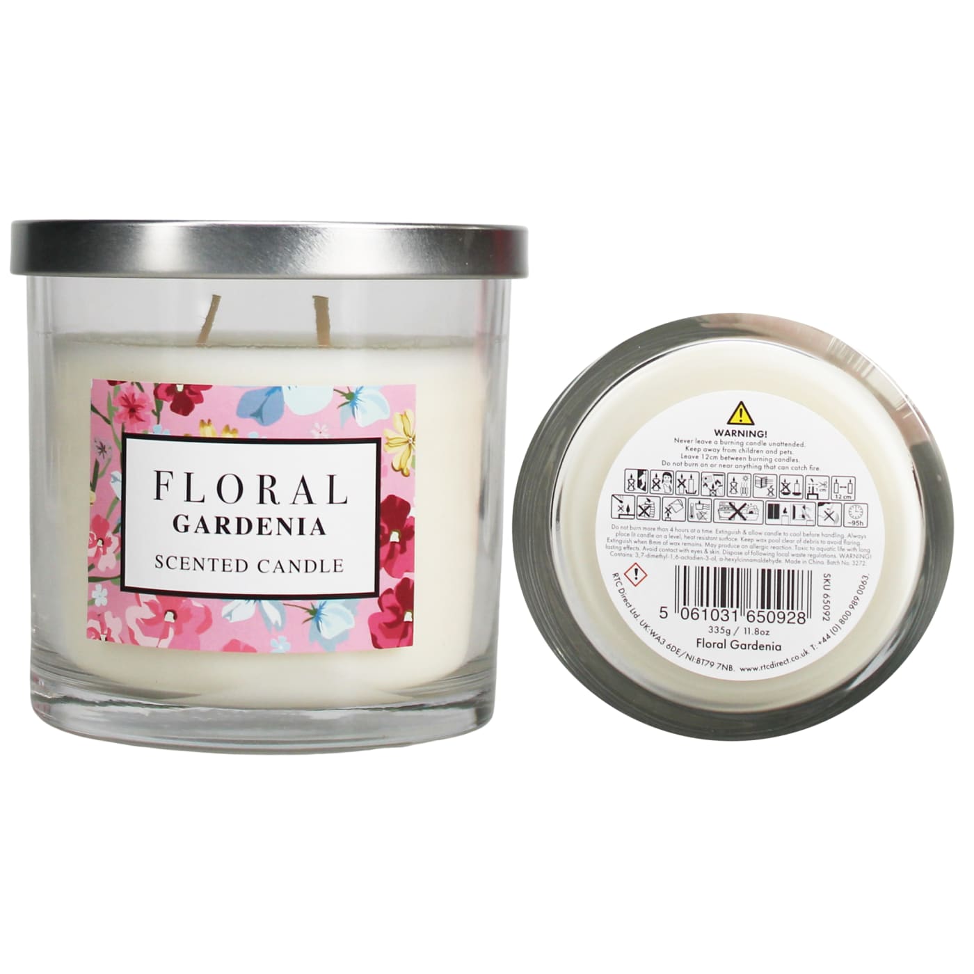 FLORAL 335G SCENTED CANDLE METAL LID GARDENIA