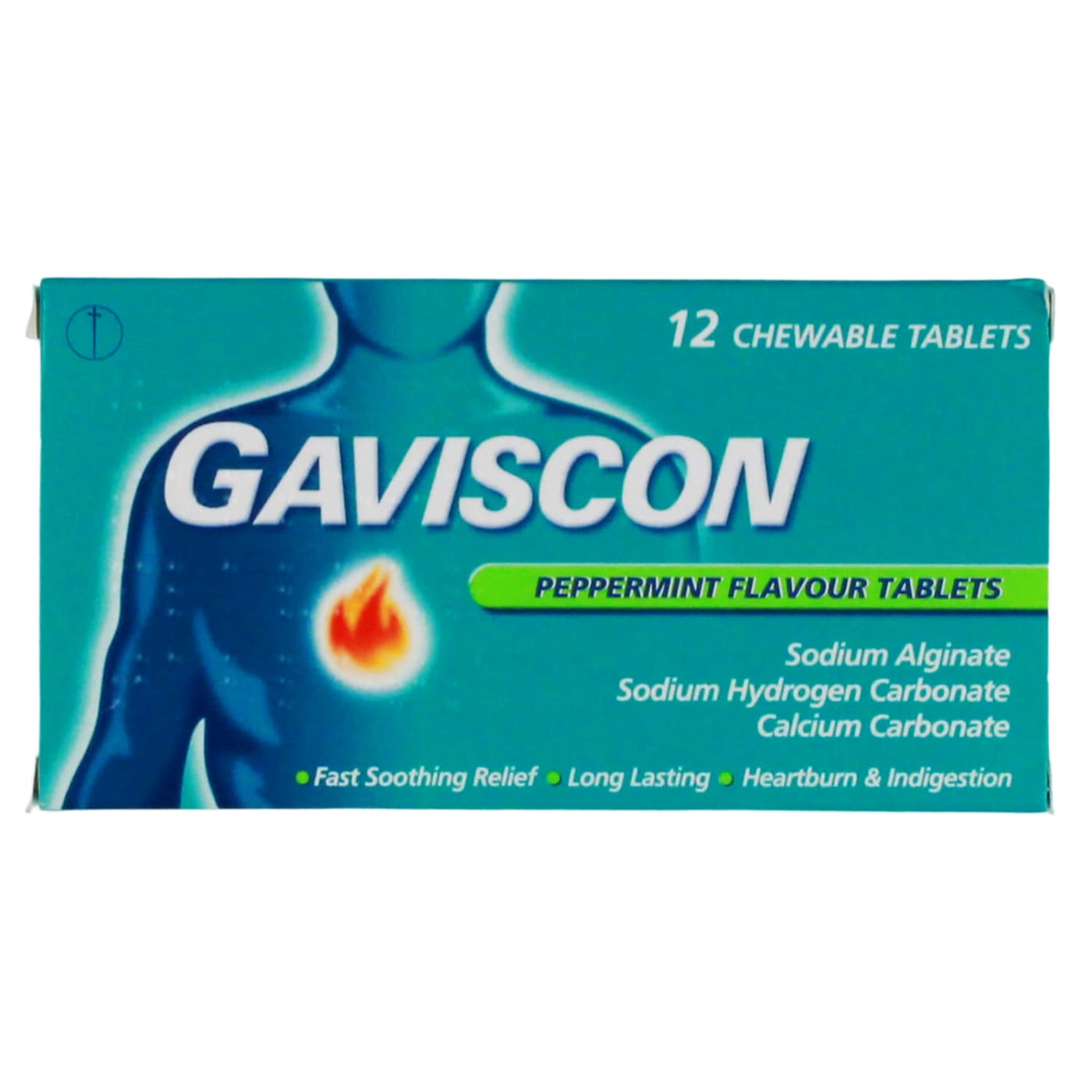 GAVISCON TABLETS PEPPERMINT 12S