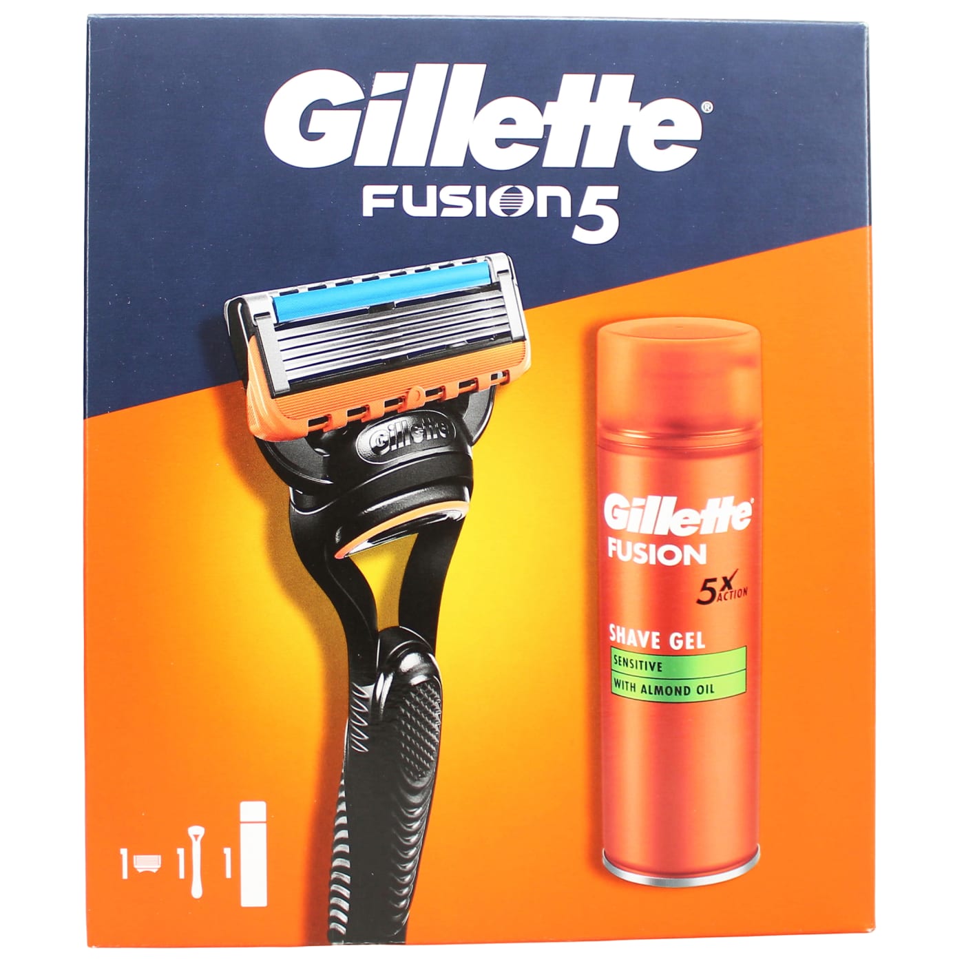 GILLETTE FUSION5 GIFT SET 2PC (RAZOR & SHAVE GEL) 200ML