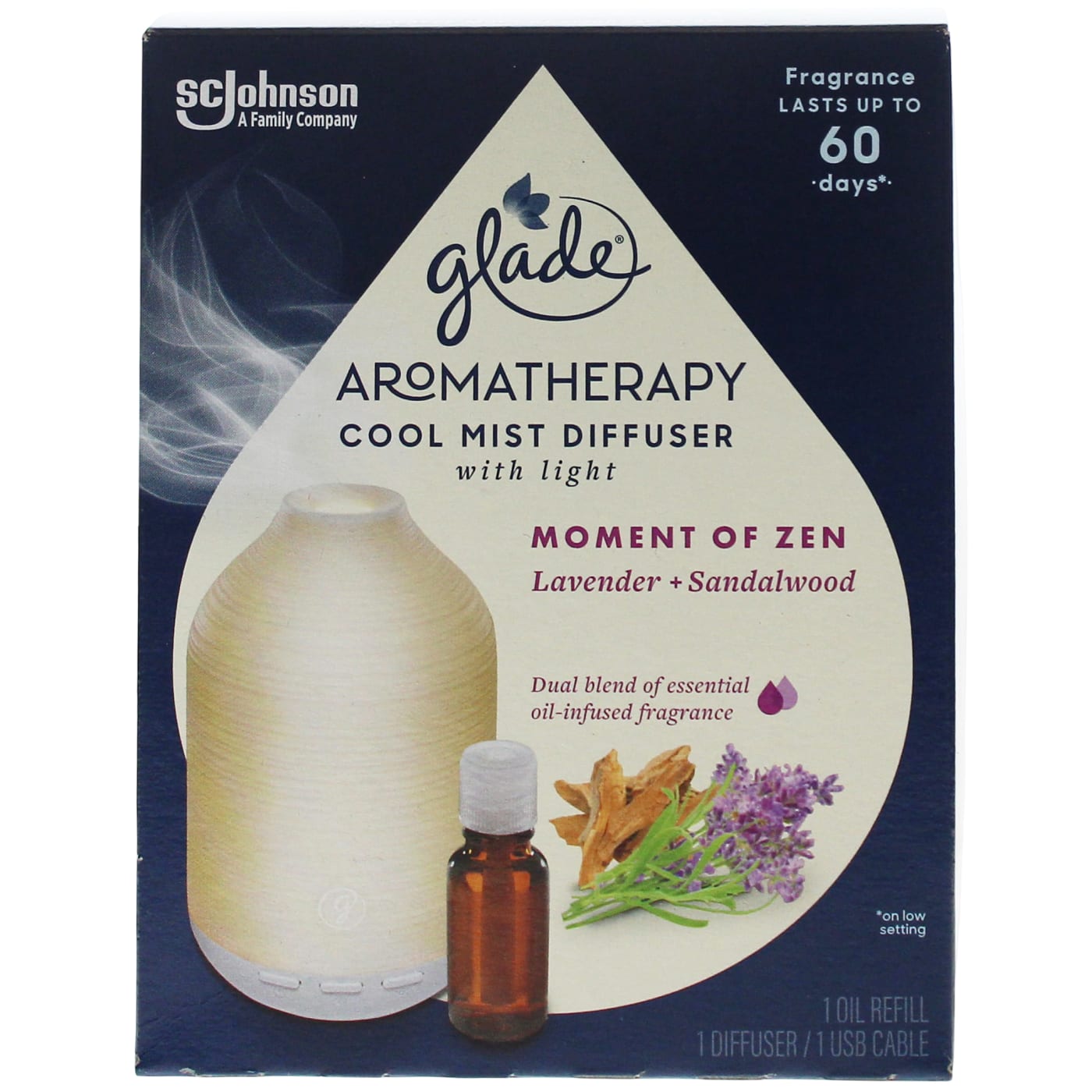 GLADE AROMATHERAPY MIST DIFFUSER STARTER KIT MOMENT OF ZEN (DIFFUSER & REFILL)
