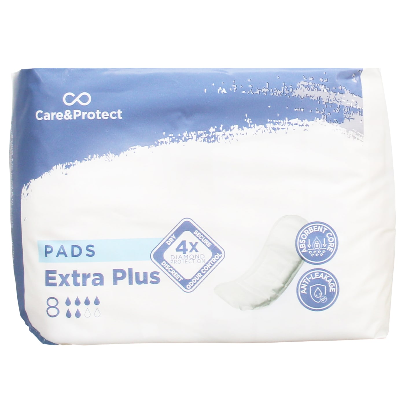 INTERLUDE CARE & PROTECT INCONTINENCE PADS EXTRA PLUS 8 PACK