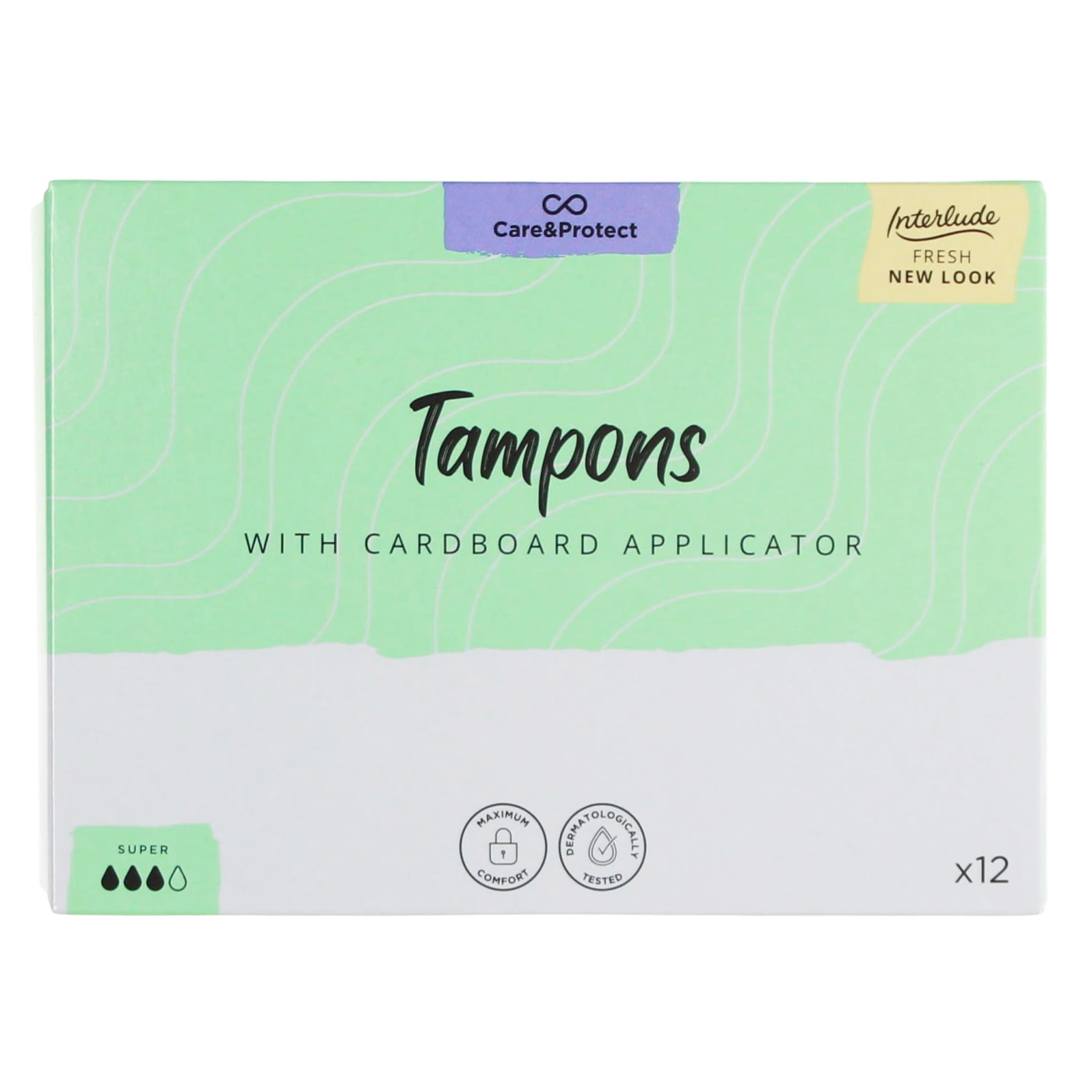 INTERLUDE CARE & PROTECT TAMPONS WITH APPLICATOR SUPER 12 PACK