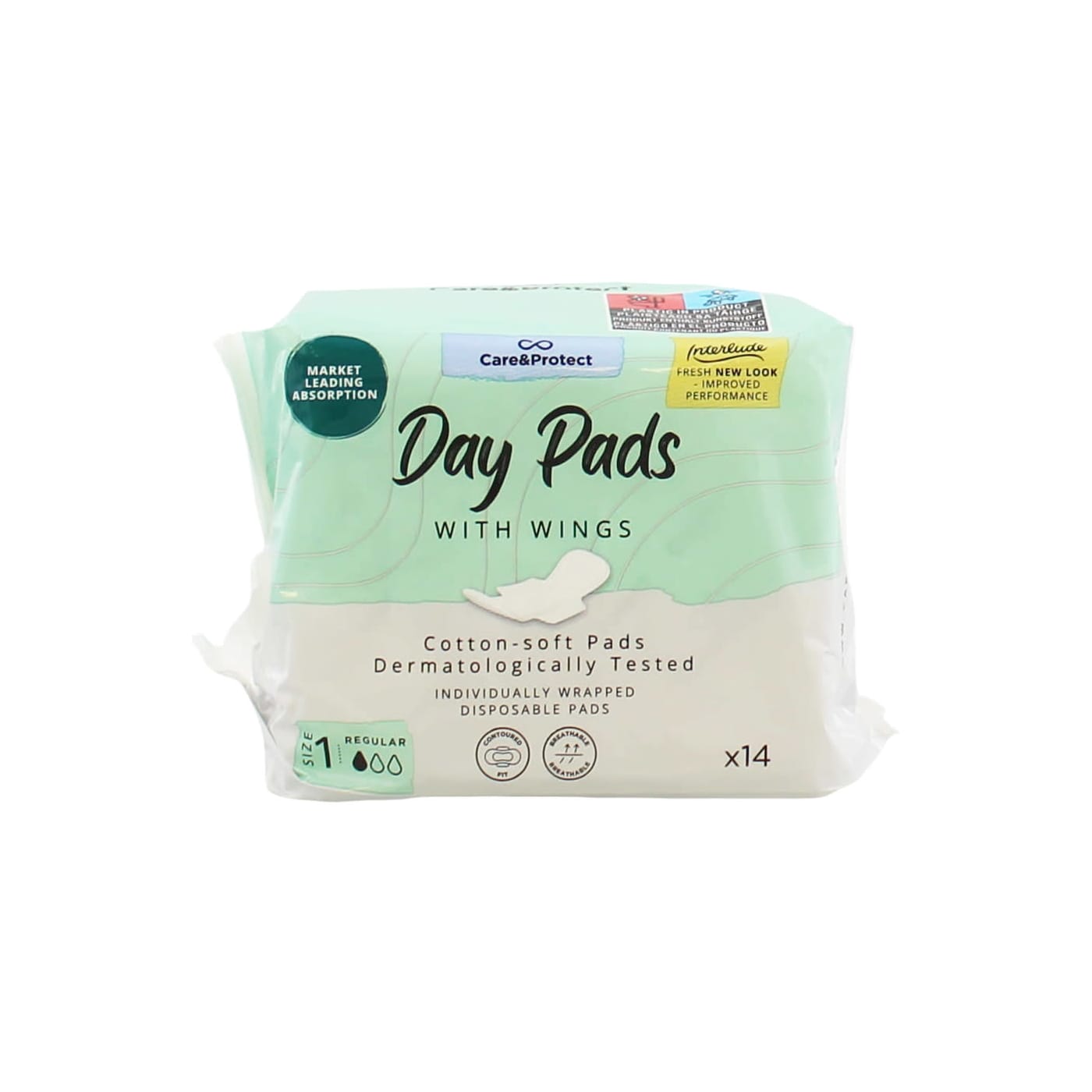 INTERLUDE CARE & PROTECT DAY PADS REGULAR 14 PACK