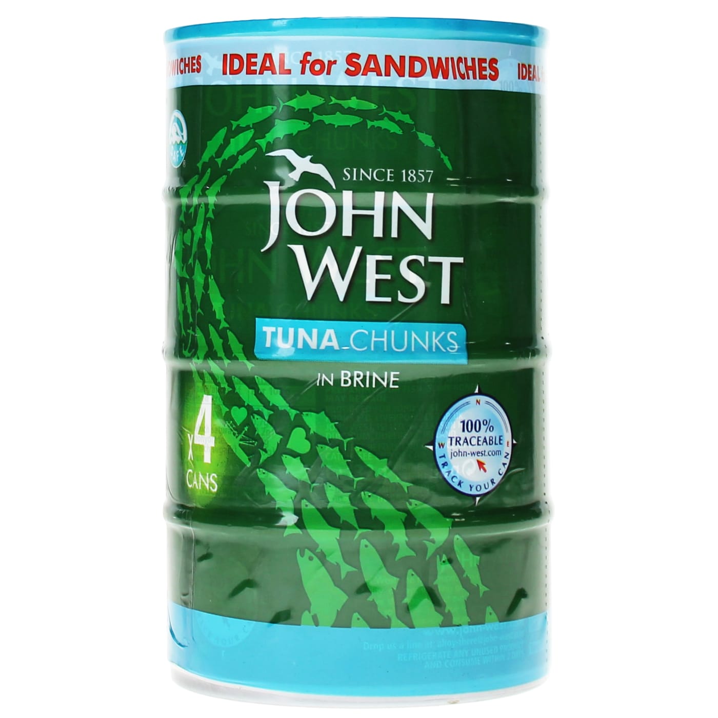 JOHN WEST 4X132G TUNA CHUNKS IN BRINE