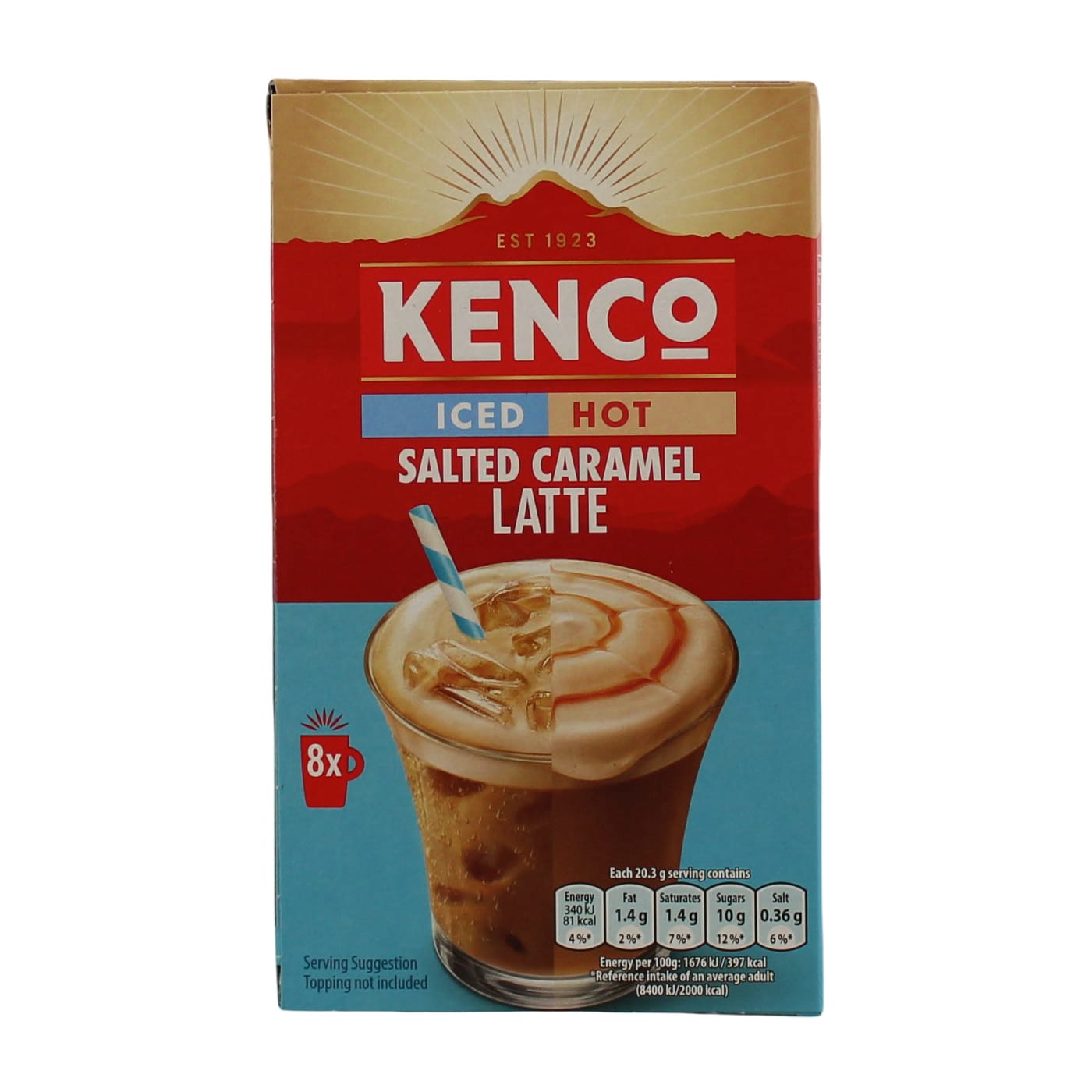 KENCO 8X20.3G ICED/HOT COFFEE SACHETS LATTE SALTED CARAMEL (ONE BEYOND) (0% VAT)