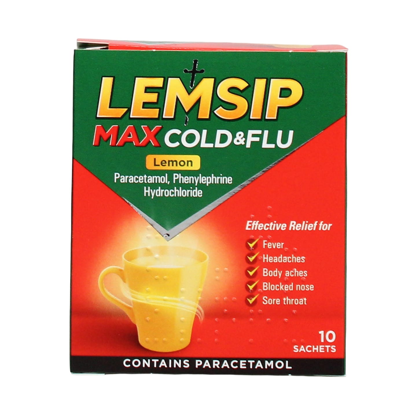 LEMSIP MAX COLD & FLU LEMON 10 SACHETS