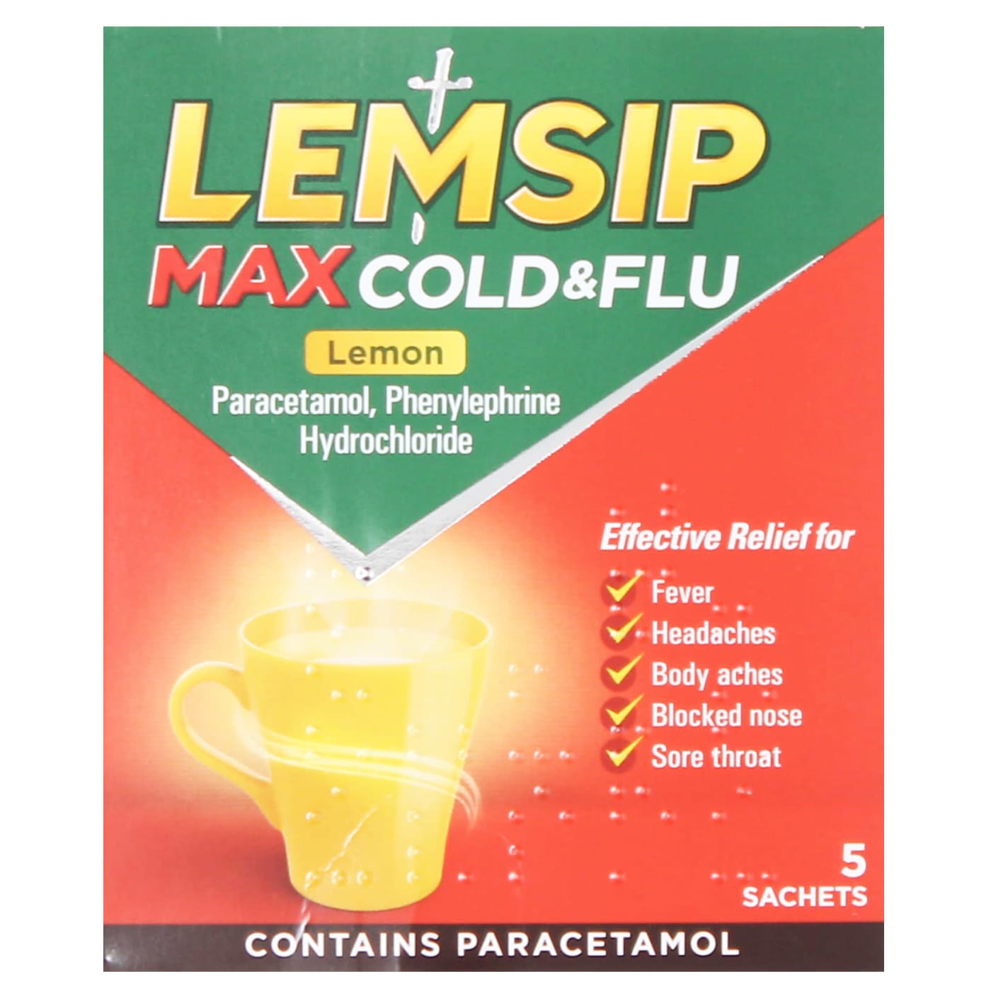LEMSIP MAX COLD & FLU SACHETS LEMON 5'S