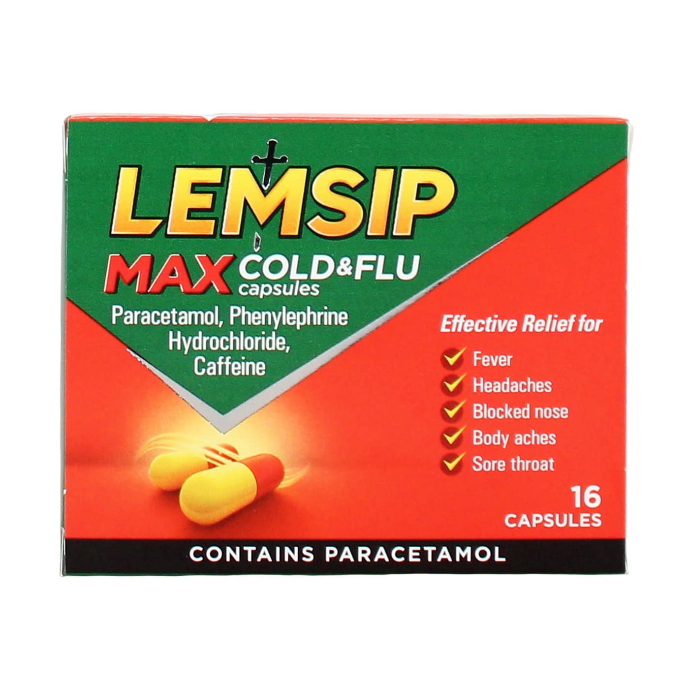 LEMSIP MAX COLD & FLU CAPSULES 16'S