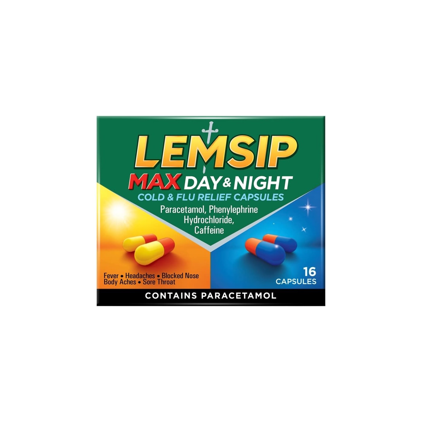 LEMSIP MAX DAY & NIGHT COLD & FLU CAPSULES 16'S