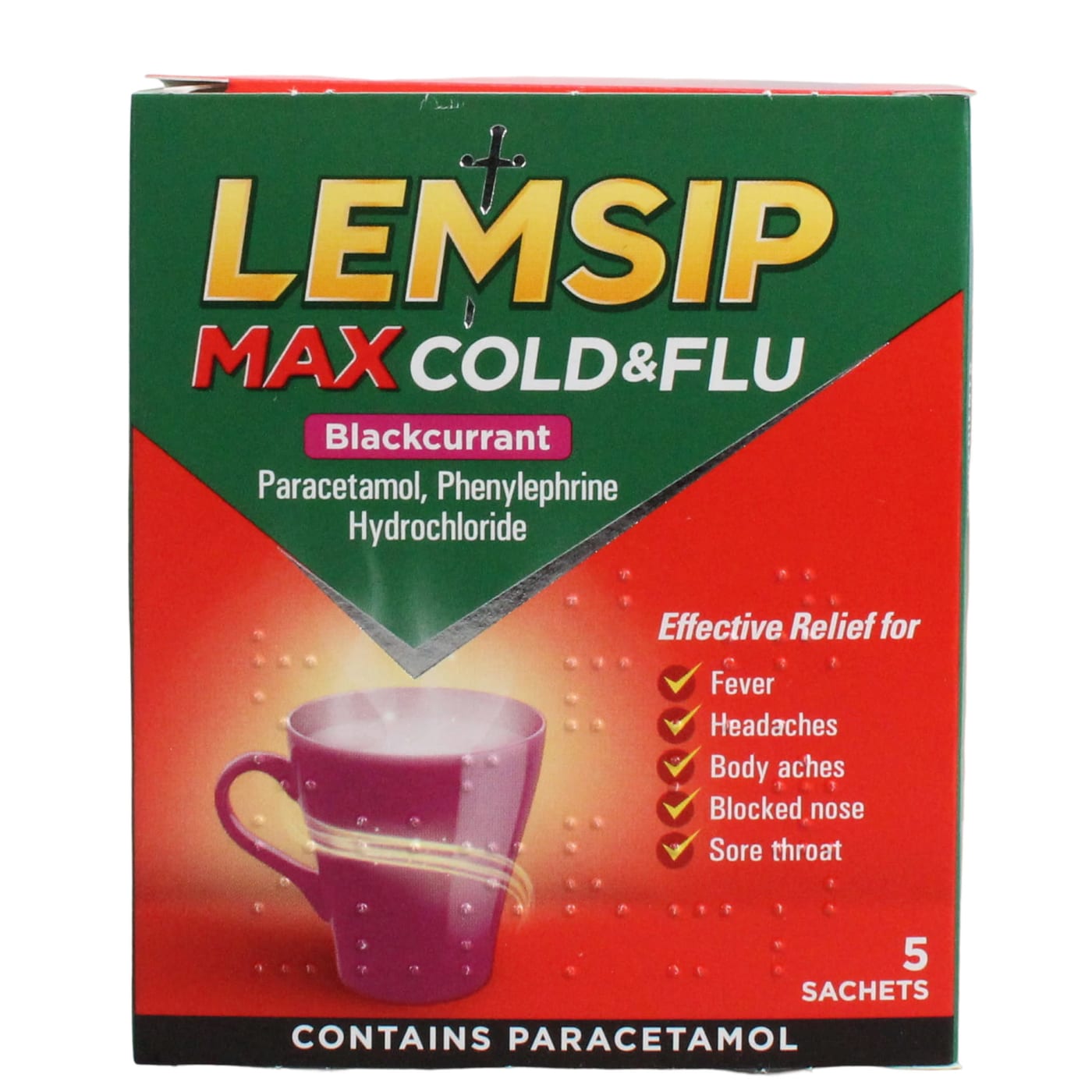 LEMSIP MAX COLD & FLU SACHETS BLACKCURRANT 5'S