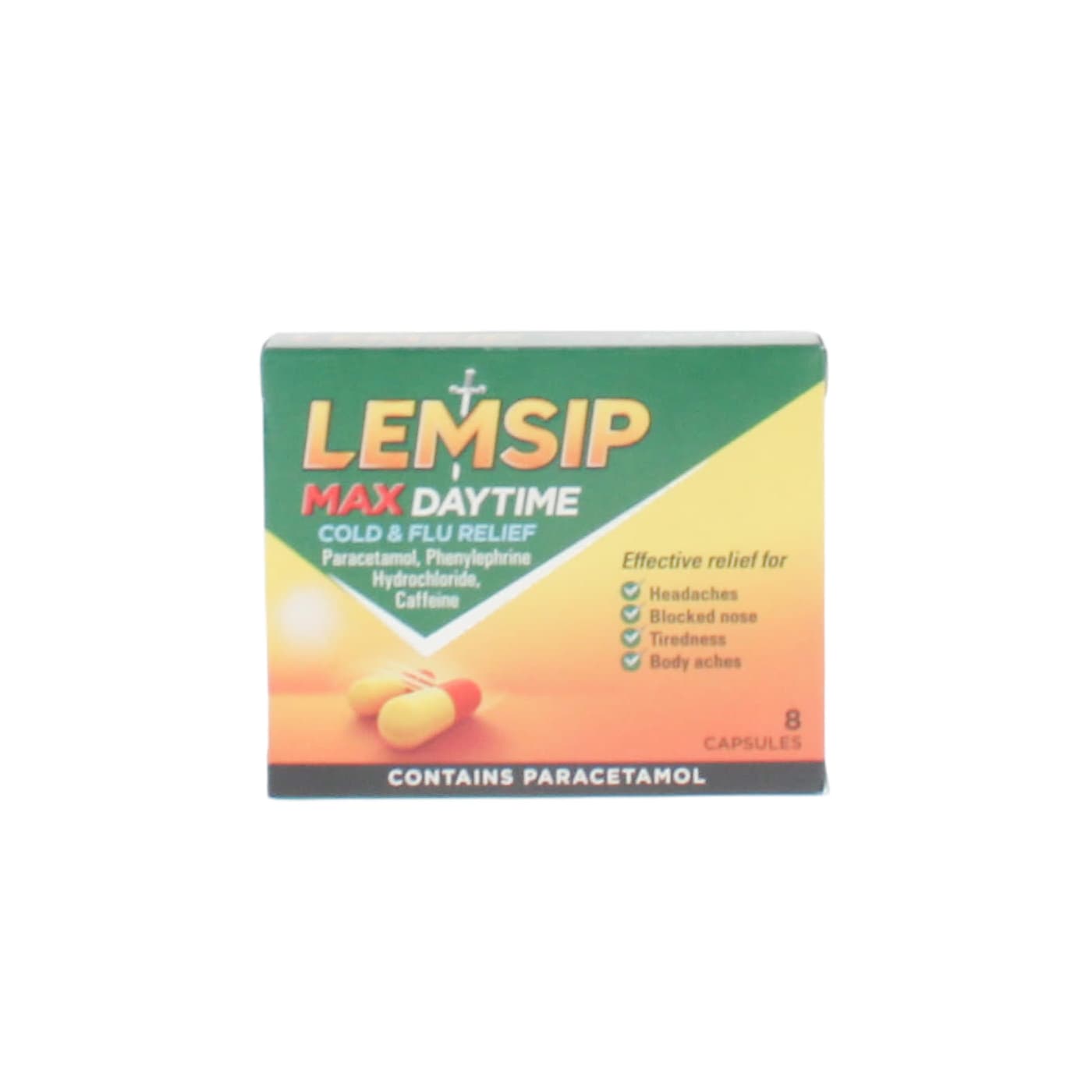 LEMSIP MAX DAYTIME COLD&FLU CAPSULES 8'S