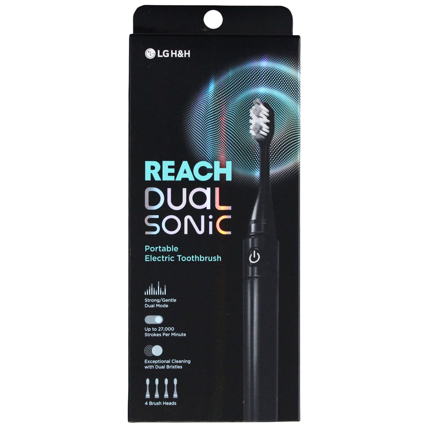 LG REACH DUAL SONIC ELECTRIC TOOTHBRUSH BLACK (BATTERY) (1 HANDLE, 4 TOOTHBRUSH HEADS)
