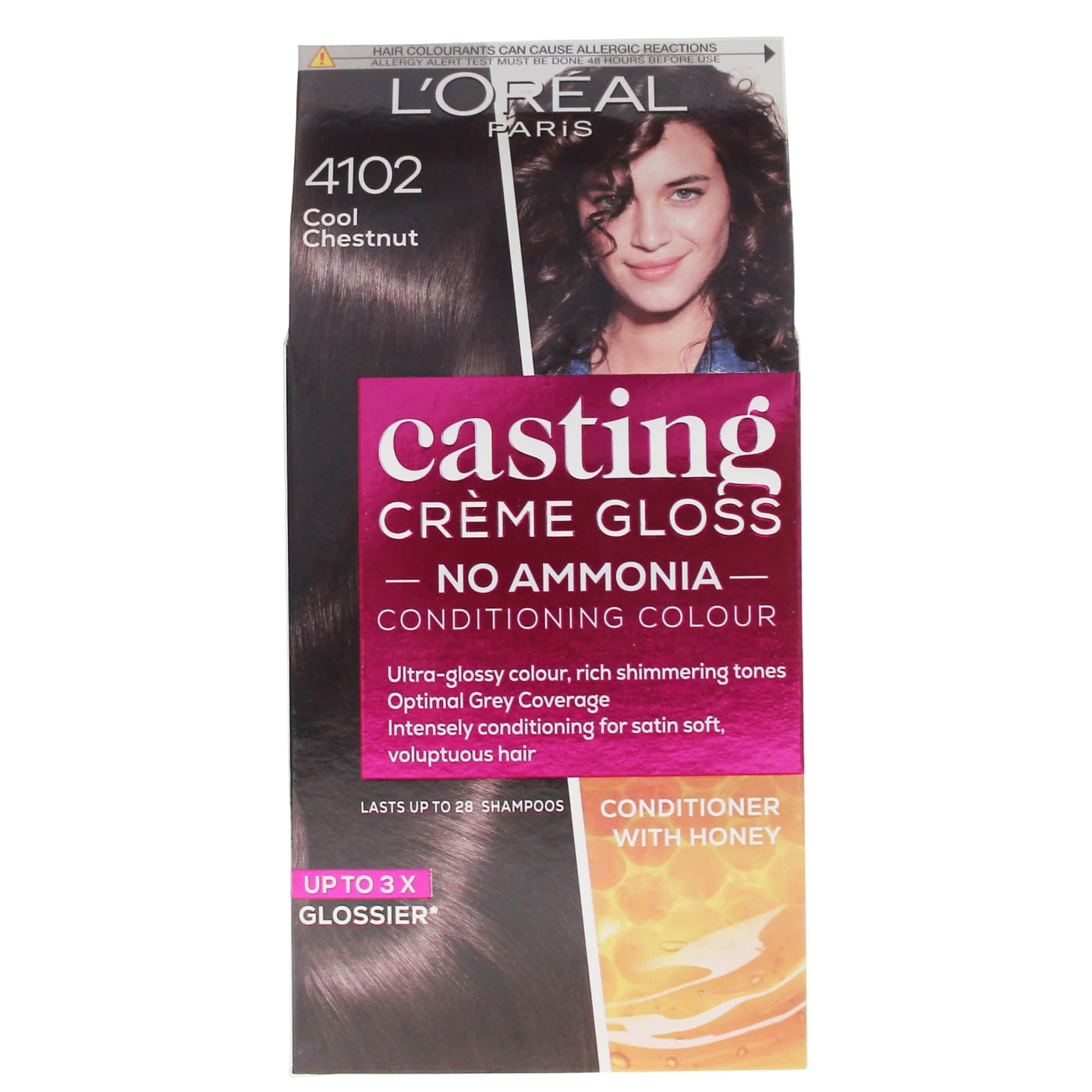 L'OREAL PARIS CASTING NATURAL GLOSS PERMANENT HAIR DYE COOL CHESTNUT 4102