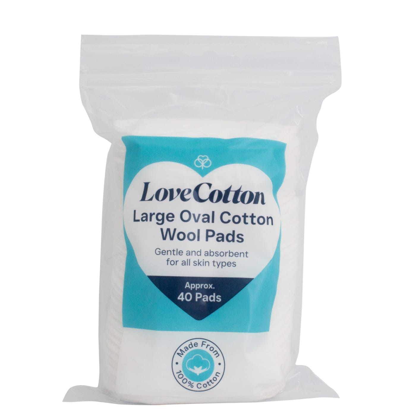 LOVE COTTON LARGE OVAL COTTON PADS 40'S