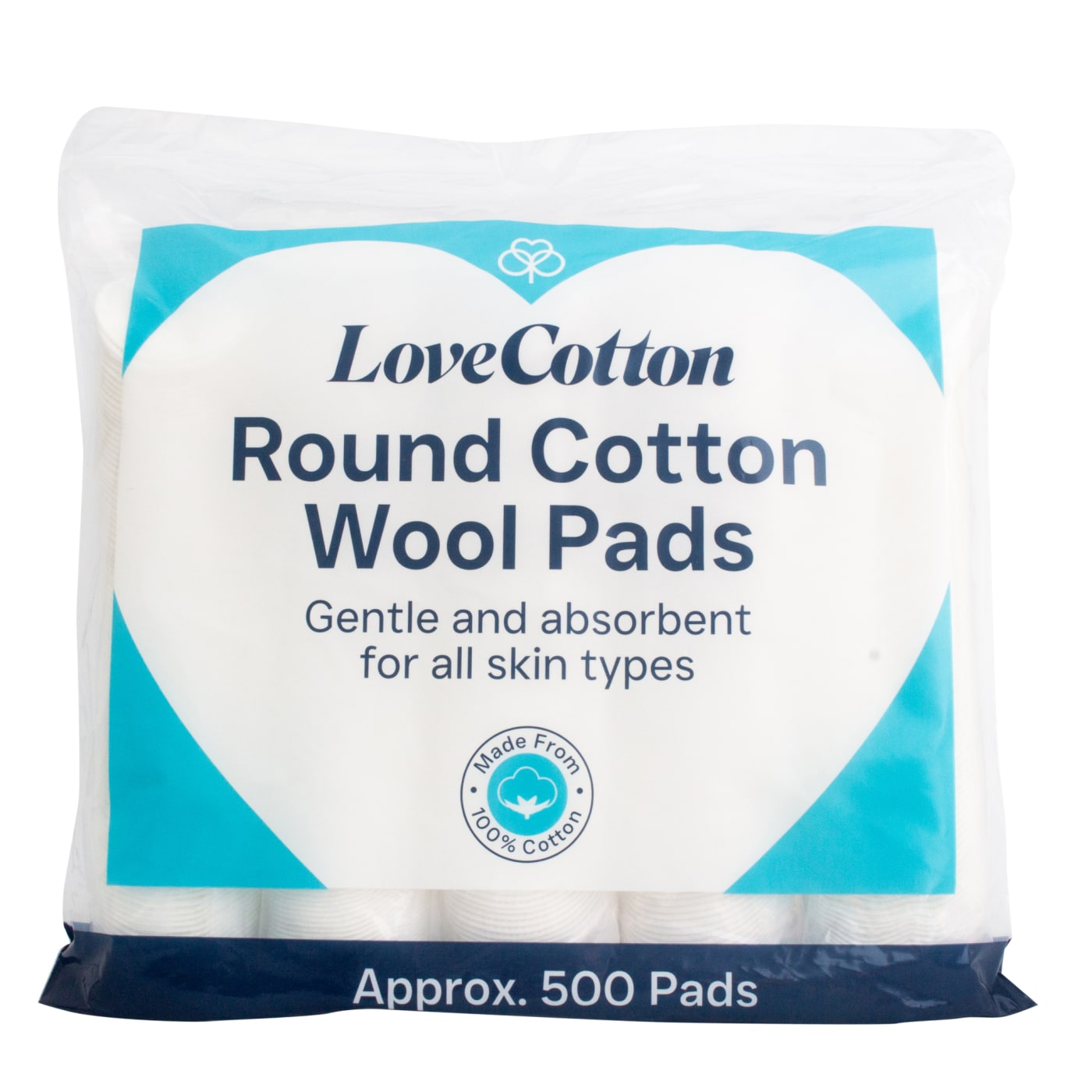 LOVE COTTON ROUND COTTON PADS 500'S