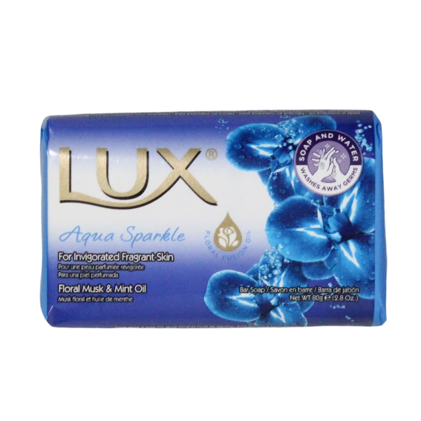 LUX 80G BAR SOAP AQUA SPARKLE FLORAL MUSK & MINT