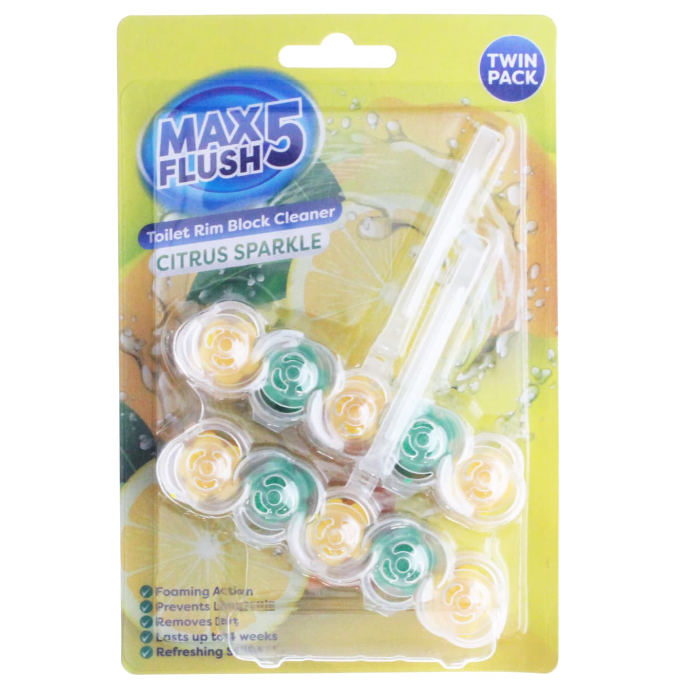 MAX FLUSH 5 2X45G TOILET BLOCK CITRUS SPARKLE