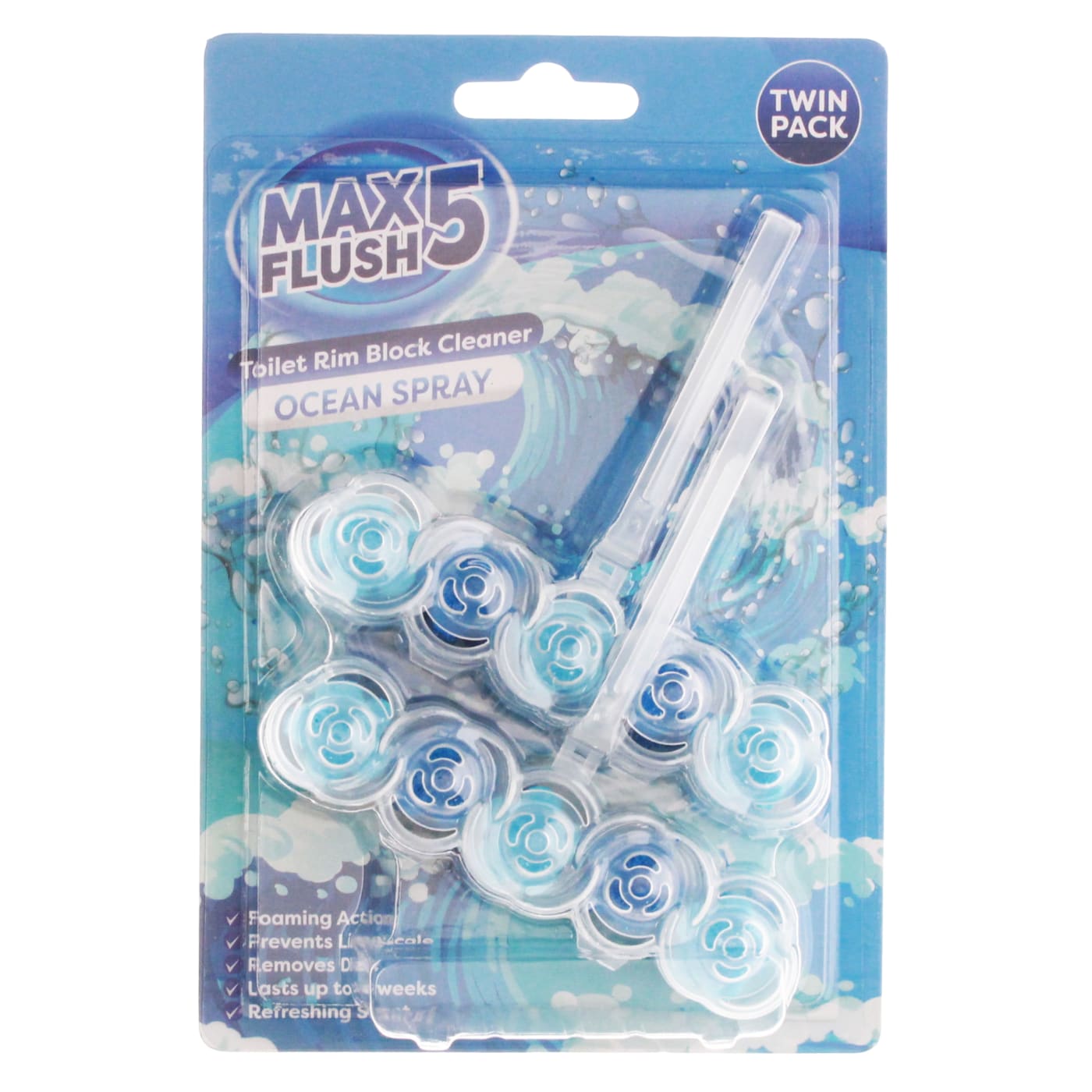 MAX FLUSH 5 2X45G TOILET BLOCK OCEAN SPRAY