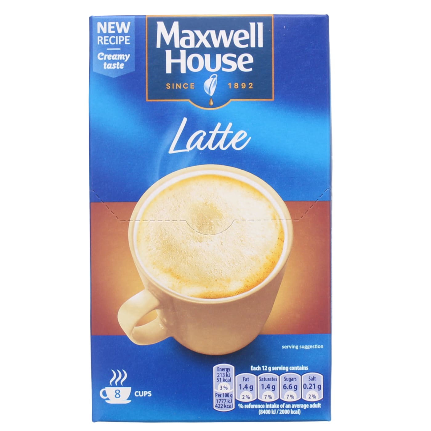 MAXWELL HOUSE 8 X 12G INSTANT COFFEE SACHETS LATTE