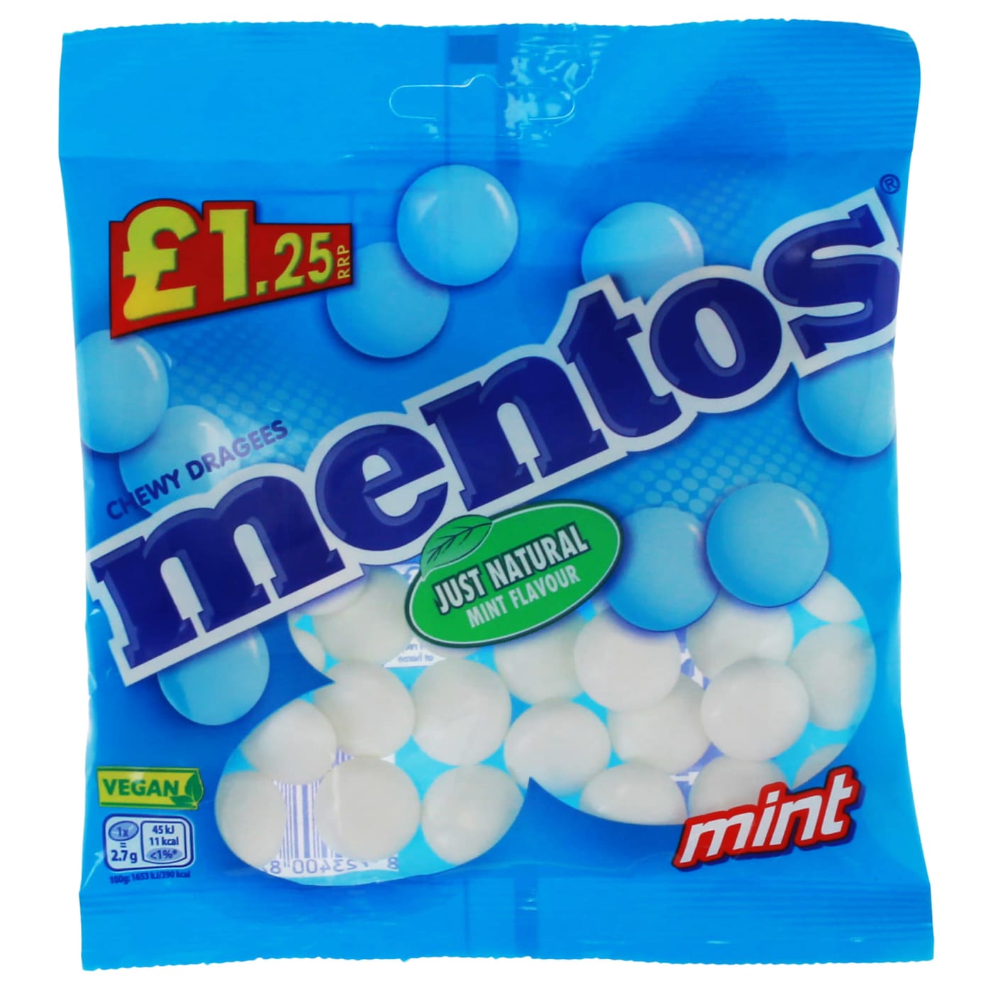 MENTOS 135G CHEWY DRAGEES MINT PMP £1.25