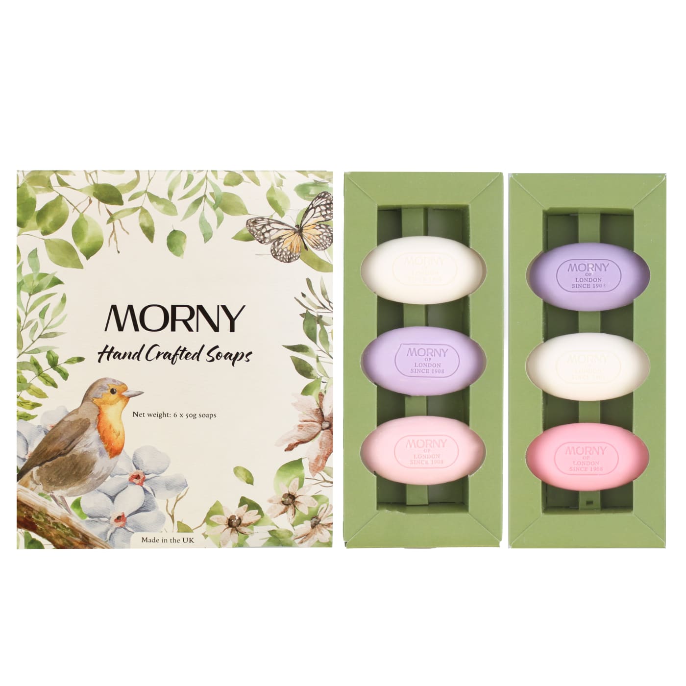 MORNY 50G SOAP GIFT SET 6PC (LAVENDER,ROSE,JASMIN,GERANIUM,NARCISSE & CARNATION)