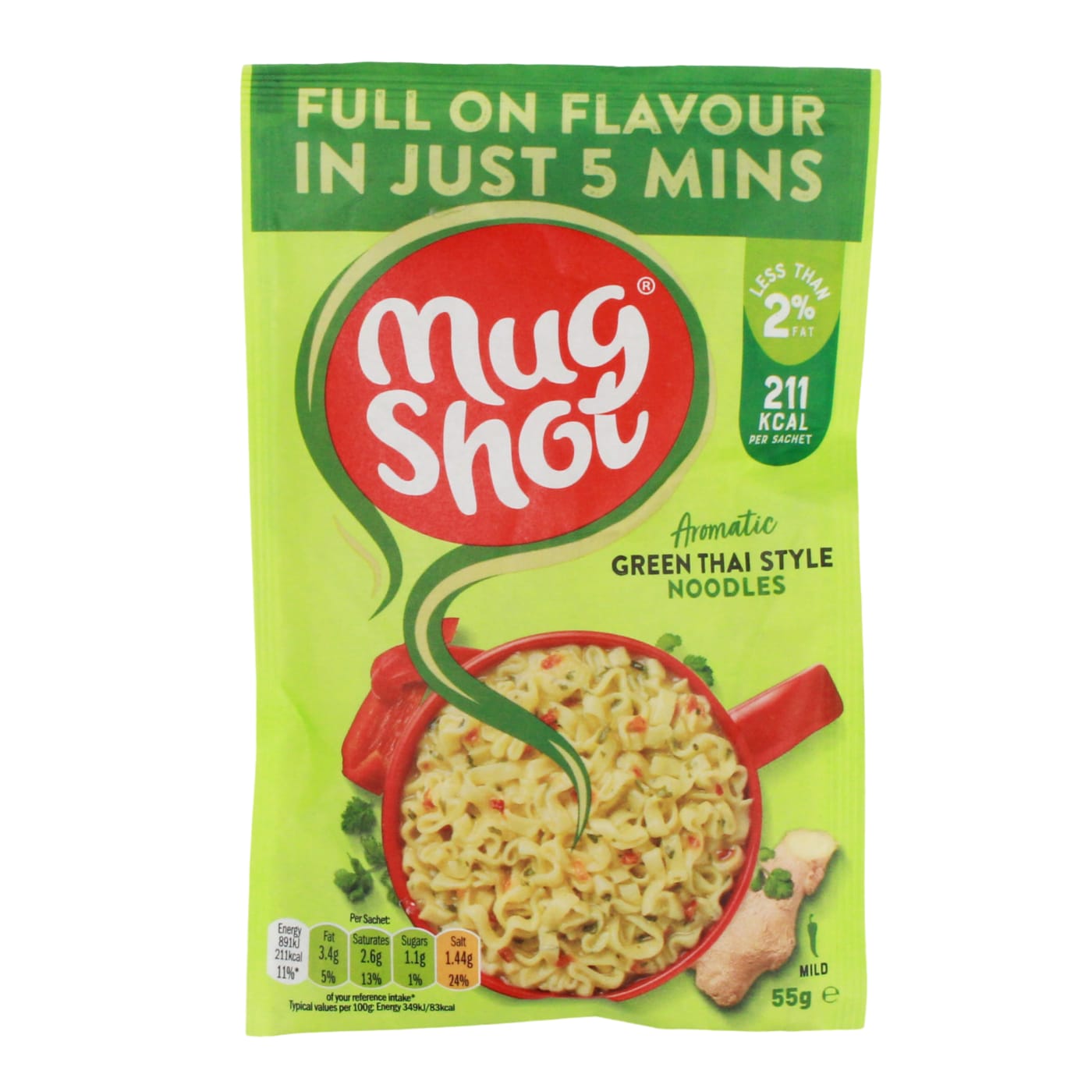 MUGSHOT 55G NOODLES AROMATIC GREEN THAI STYLE