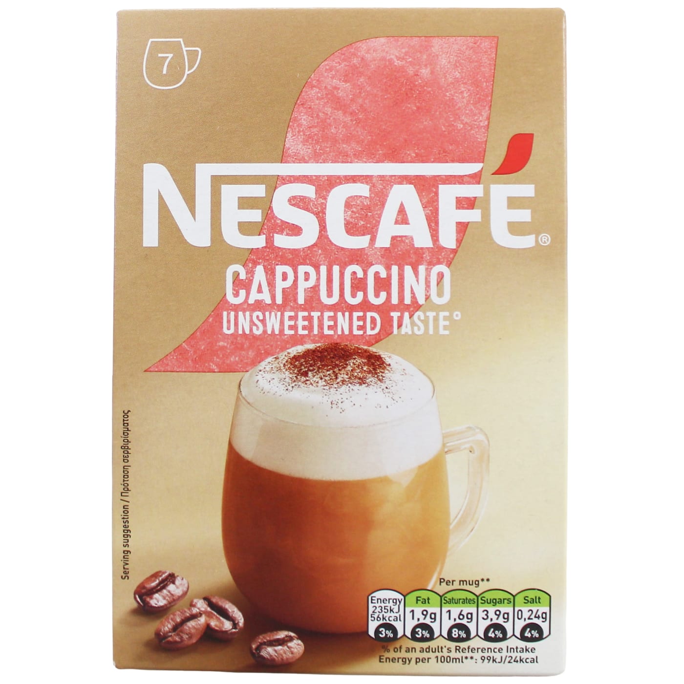 NESCAFE 7X14.2G INSTANT SACHETS CAPPUCCINO UNSWEETENED