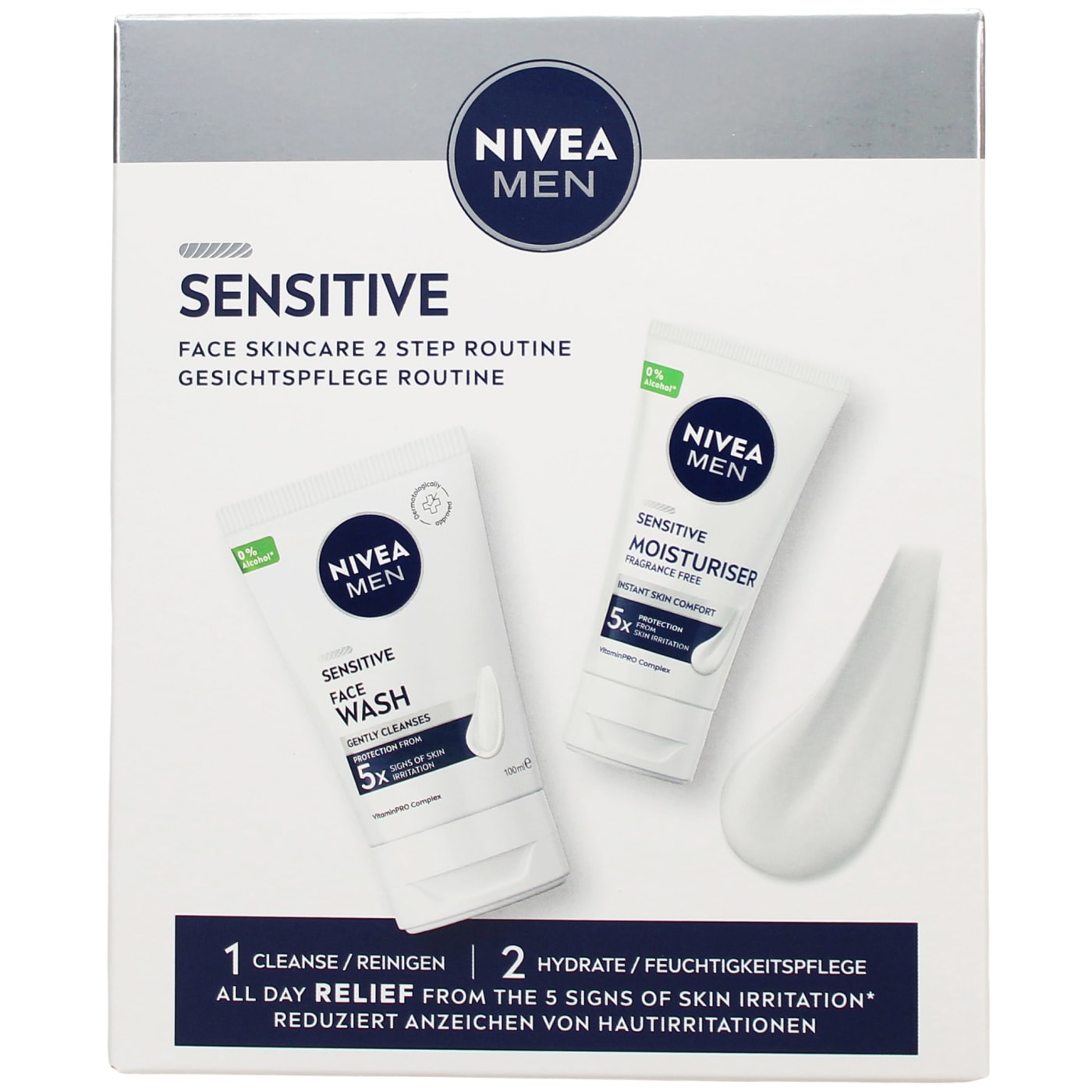 NIVEA MEN SENSITIVE FACE SKINCARE 2PC ( FACE WASH, 50ML SPF 30 MOISTURISER) 100ML