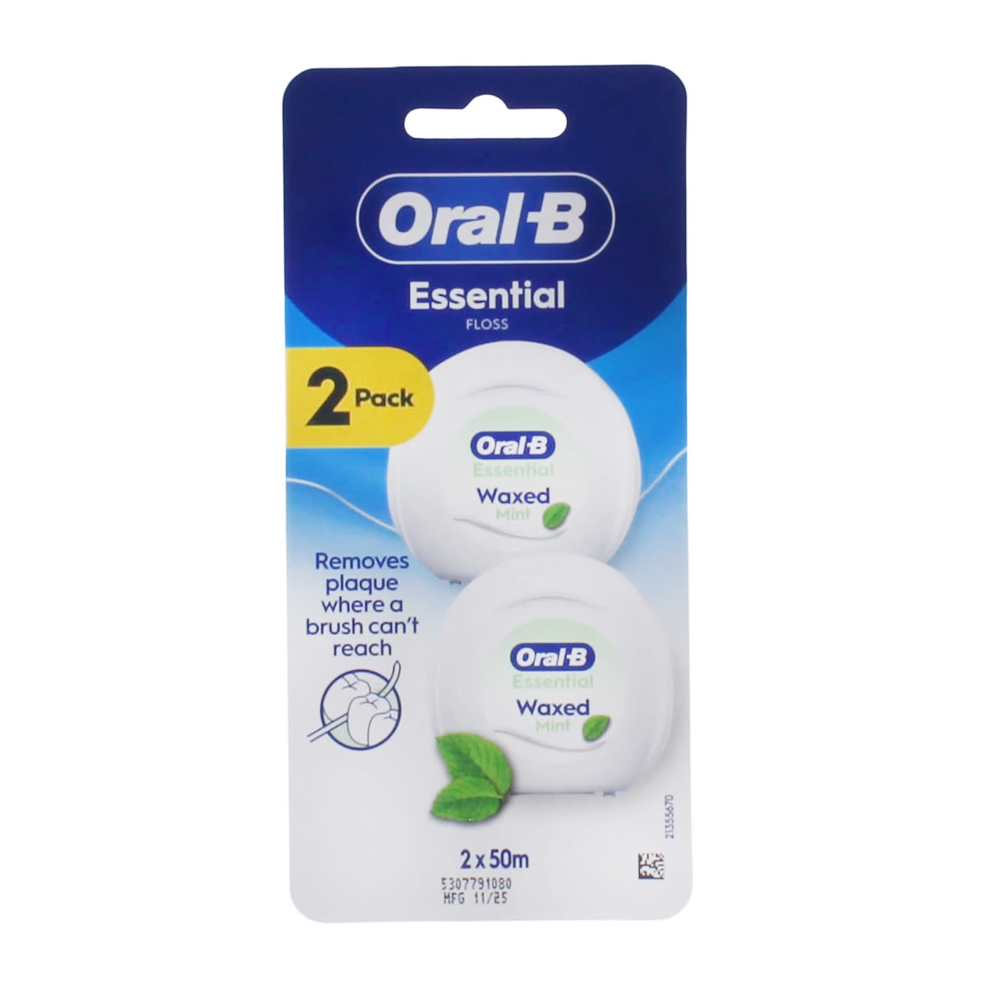 ORAL-B ESSENTIAL 2X50M FLOSS MINT WAXED