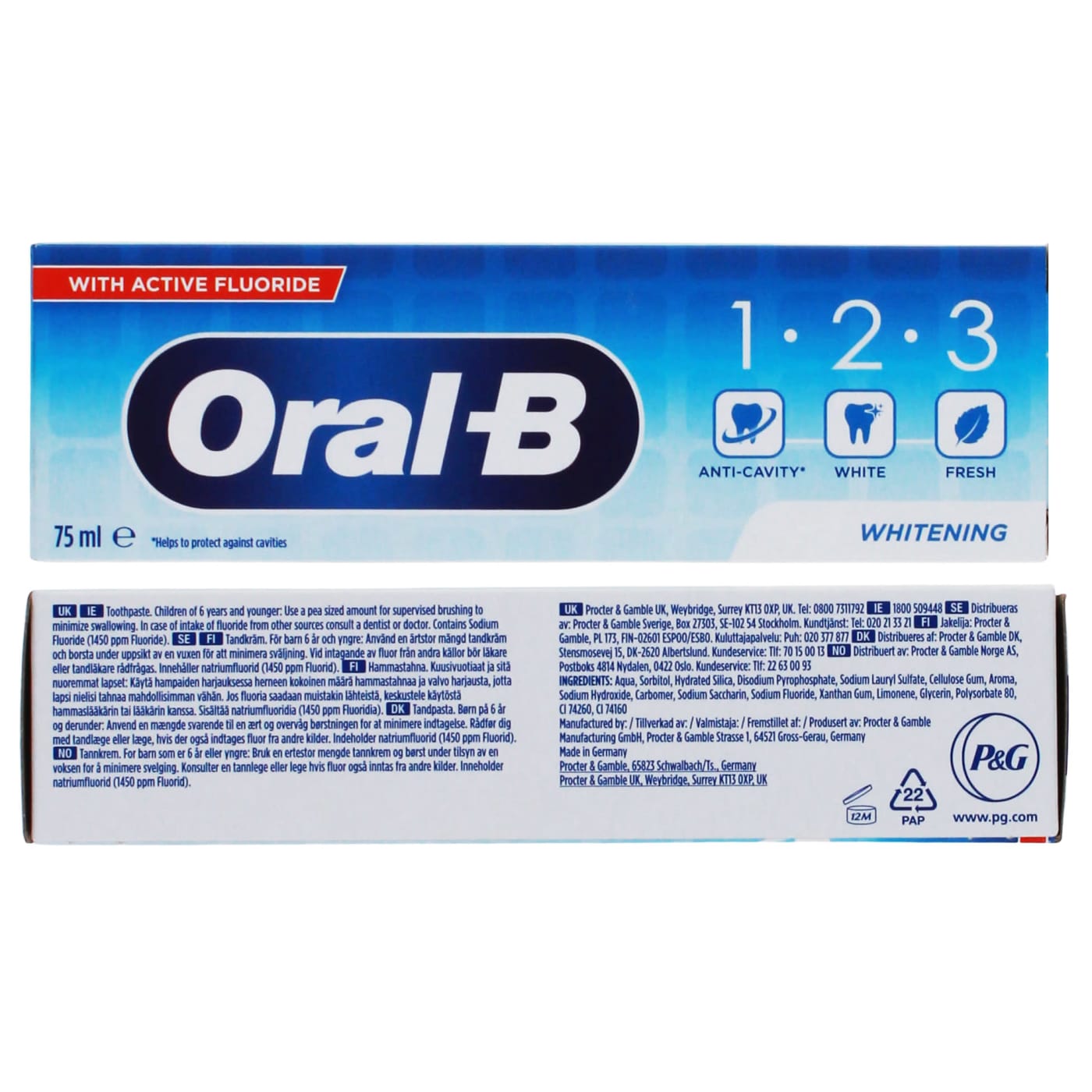 ORAL-B 123 TOOTHPASTE WHITENING 75ML