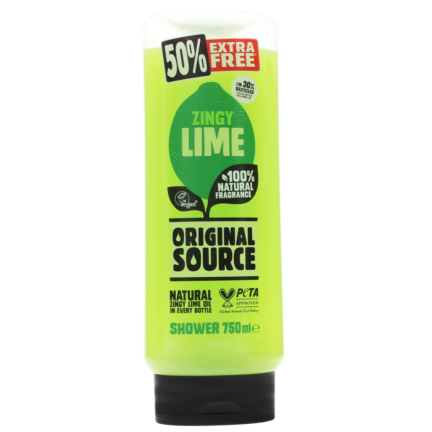 ORIGINAL SOURCE BODY WASH 50% EXTRA FREE ZINGY LIME 750ML