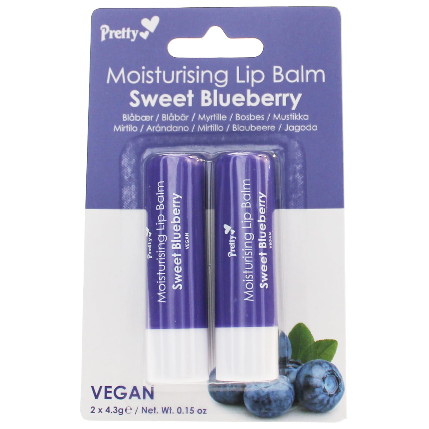 PRETTY MOISTURISING LIP BALM SWEET BLUEBERRY 2PK (2X4.3G)