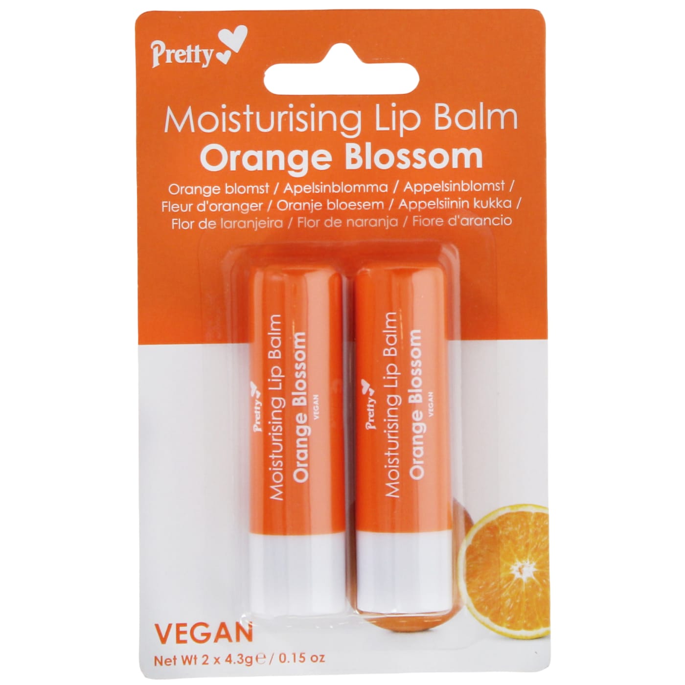 PRETTY MOISTURISING LIP BALM ORANGE BLOSSOM 2PK (2X4.3G)