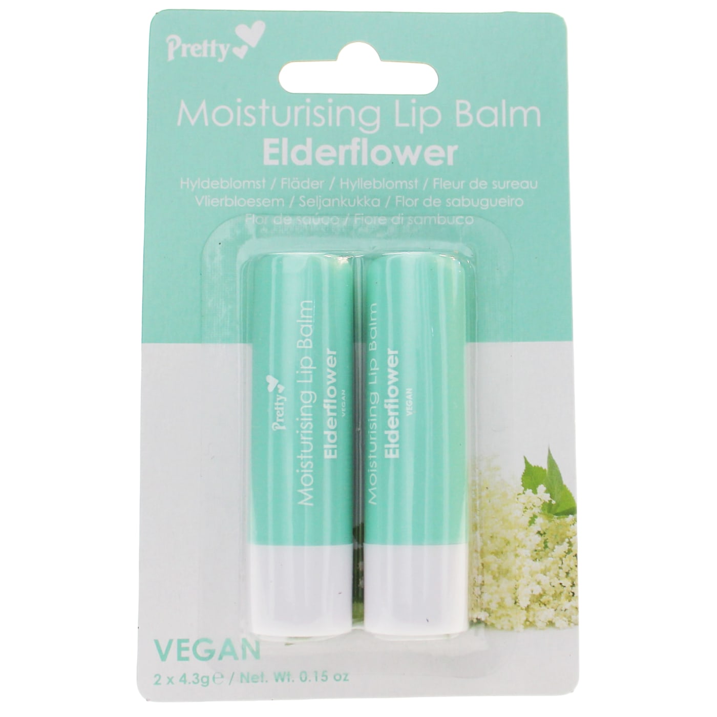 PRETTY MOISTURISING LIP BALM ELDERFLOWER 2PK (2X4.3G)