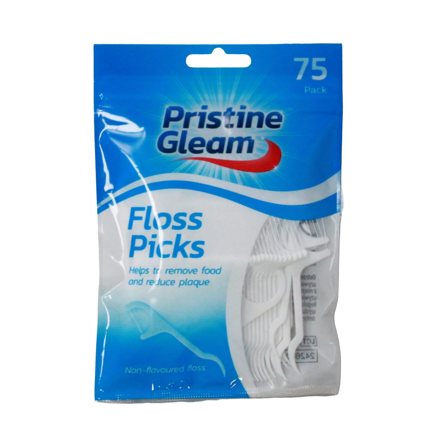 PRISTINE GLEAM FLOSS PICKS NON FLAVOURED 75 PACK