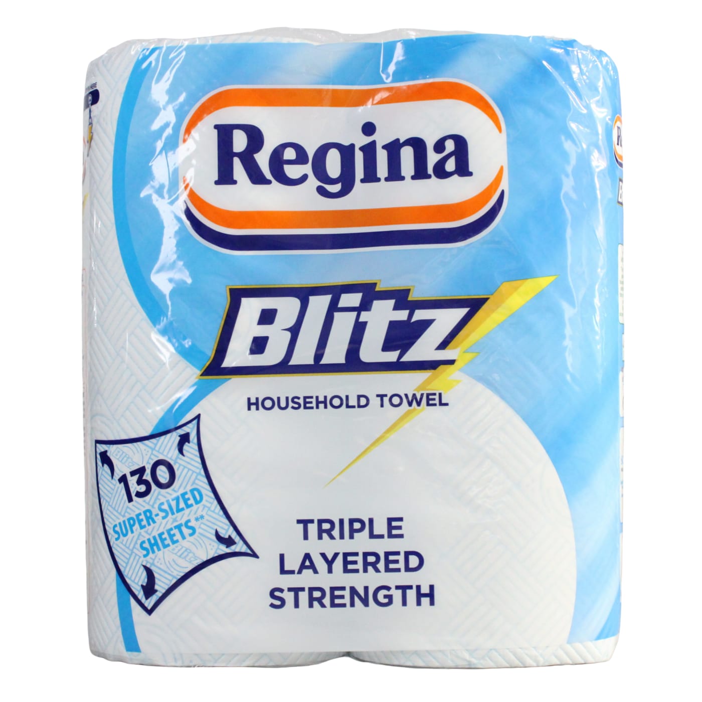 REGINA BLITZ HOUSEHOLD TOWEL 3PLY 2 PACK (65 SHEETS PER ROLL)