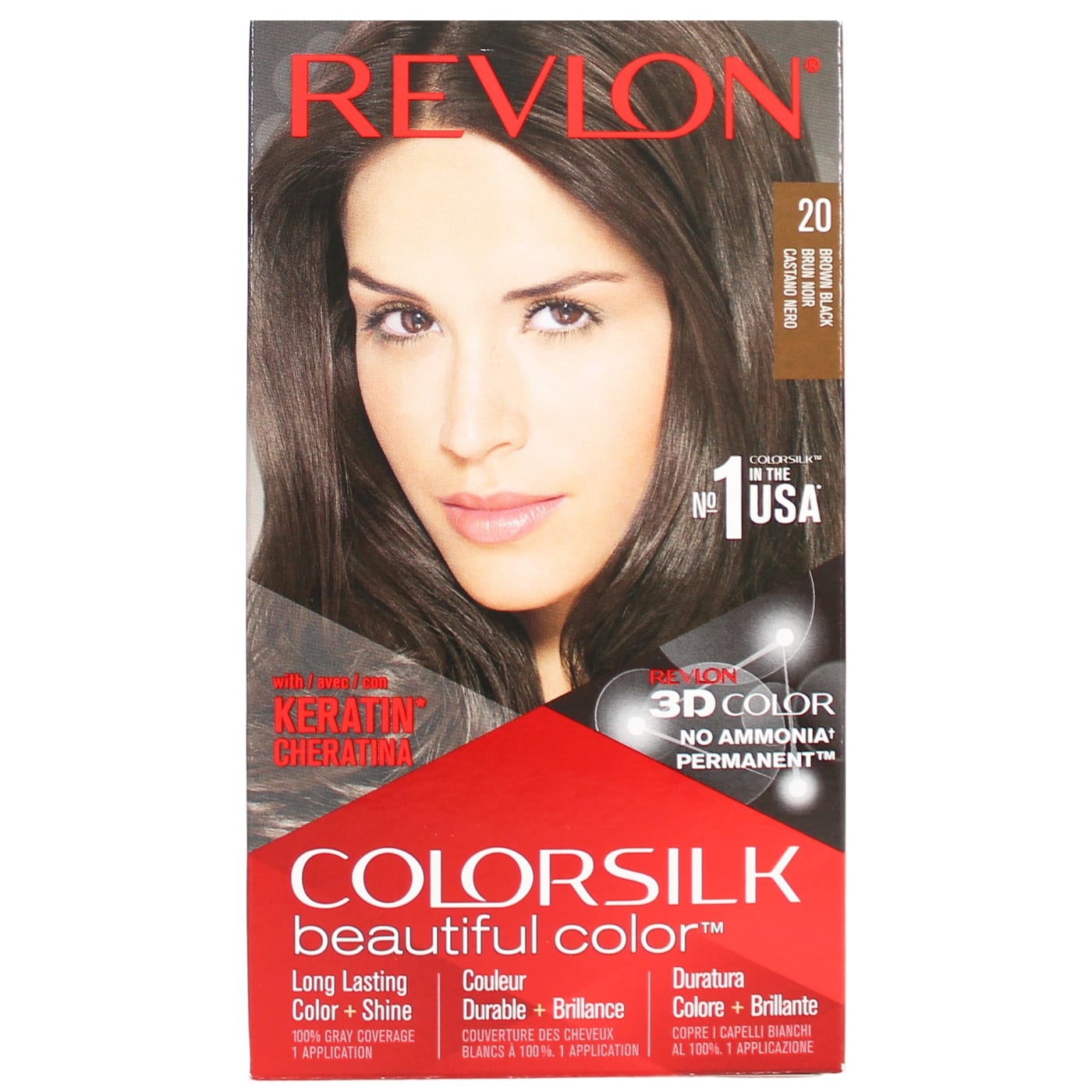 REVLON COLORSILK PERMANENT HAIR COLOUR BLACK BROWN 20
