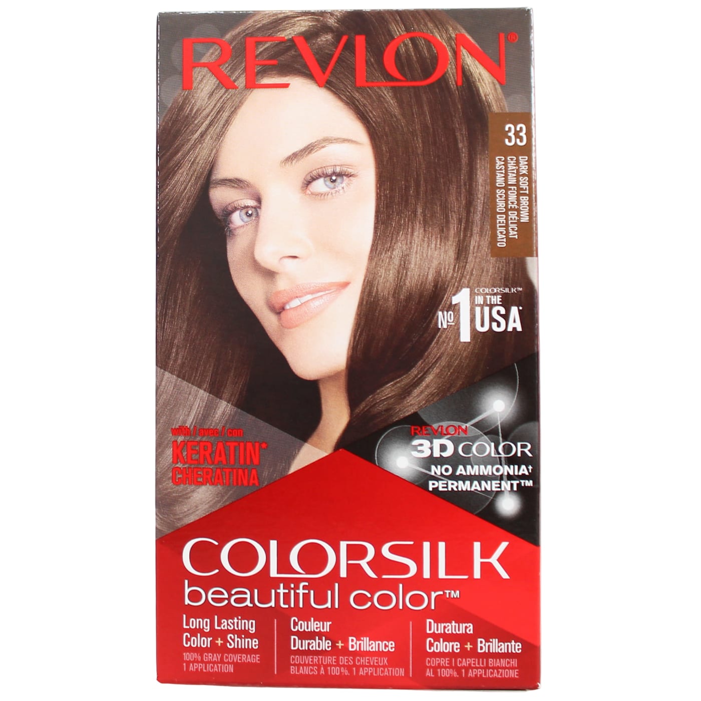 REVLON COLORSILK PERMANENT HAIR COLOUR DARK SOFT BROWN 33