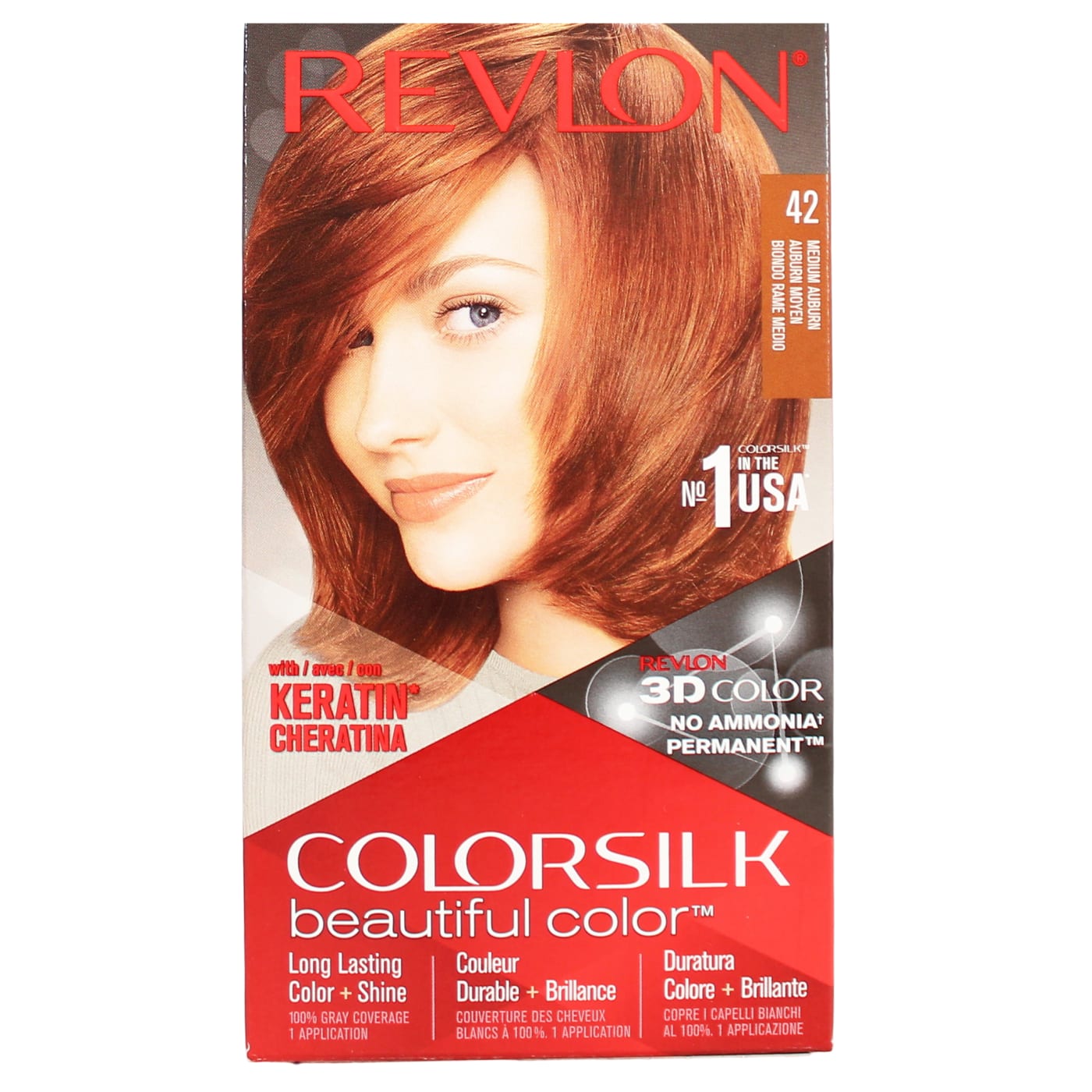 REVLON COLORSILK PERMANENT HAIR COLOUR MEDIUM AUBURN 42