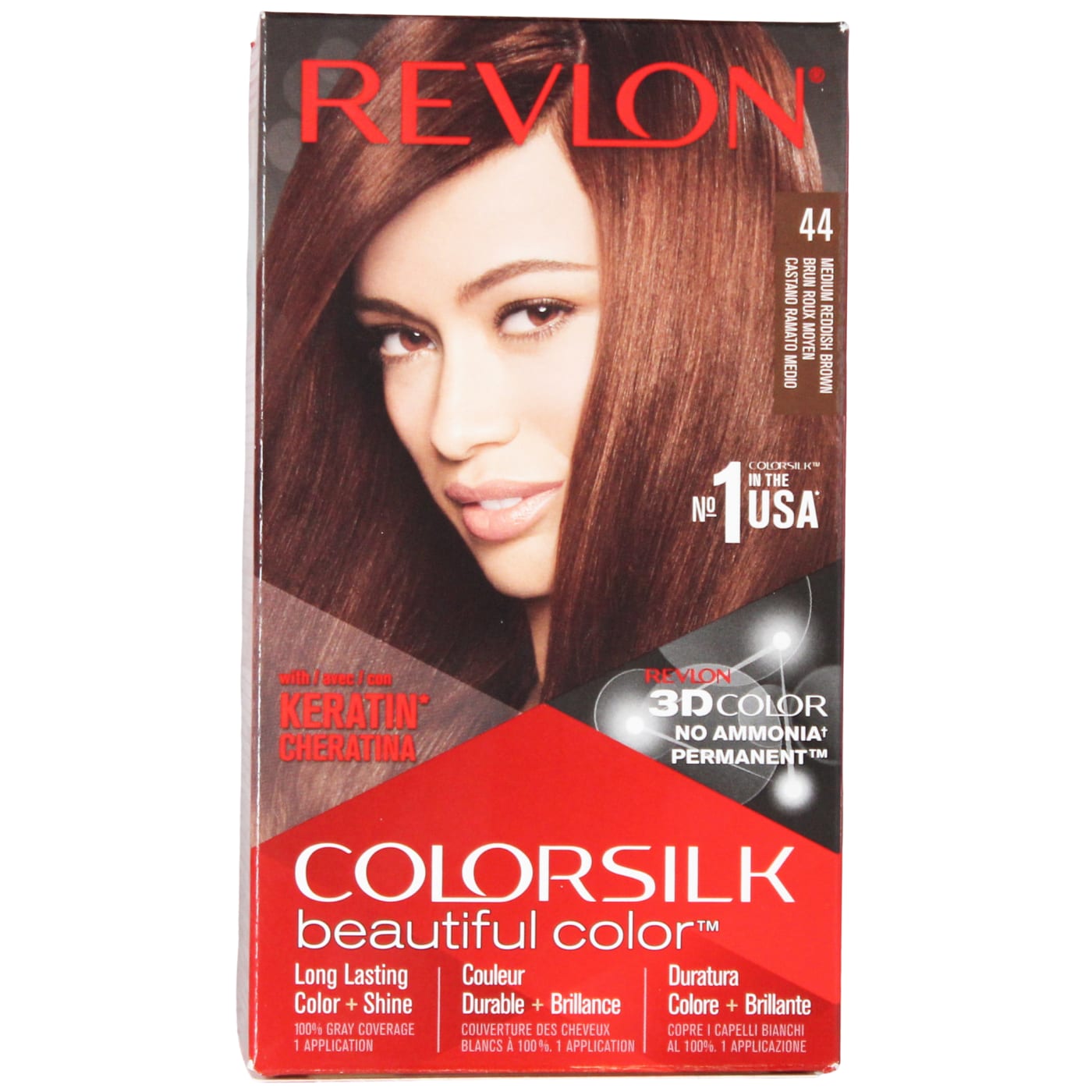 REVLON COLORSILK PERMANENT HAIR COLOUR MEDIUM RED BROWN 44