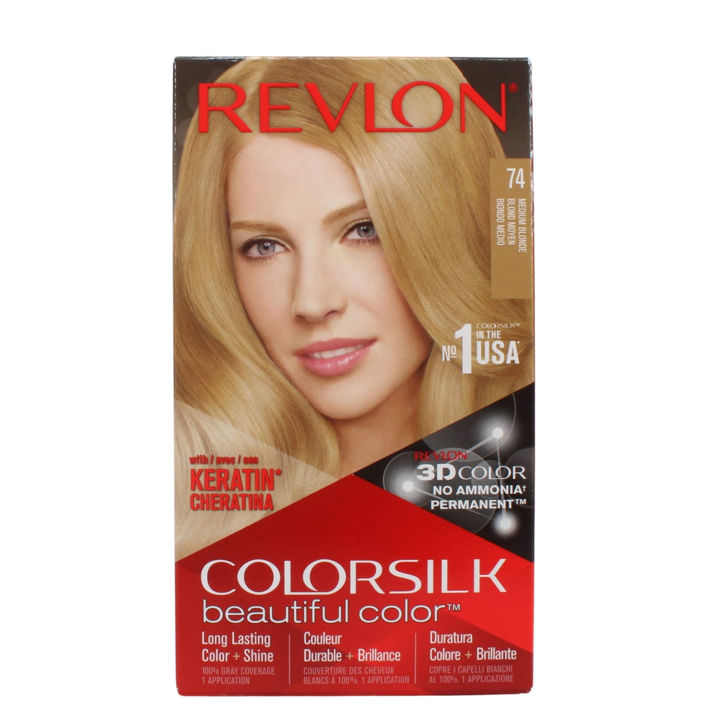 REVLON COLORSILK PERMANENT HAIR COLOUR MEDIUM BLONDE (74/7N)