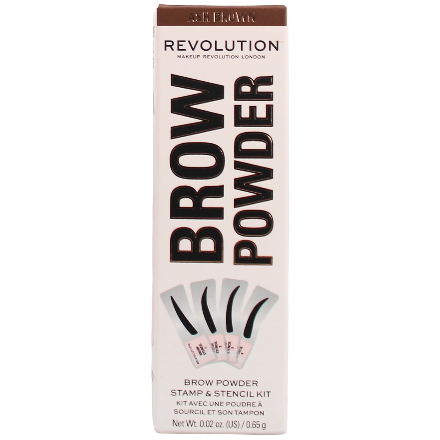 REVOLUTION BROW POWDER STAMP & STENCIL KIT ASH BROWN