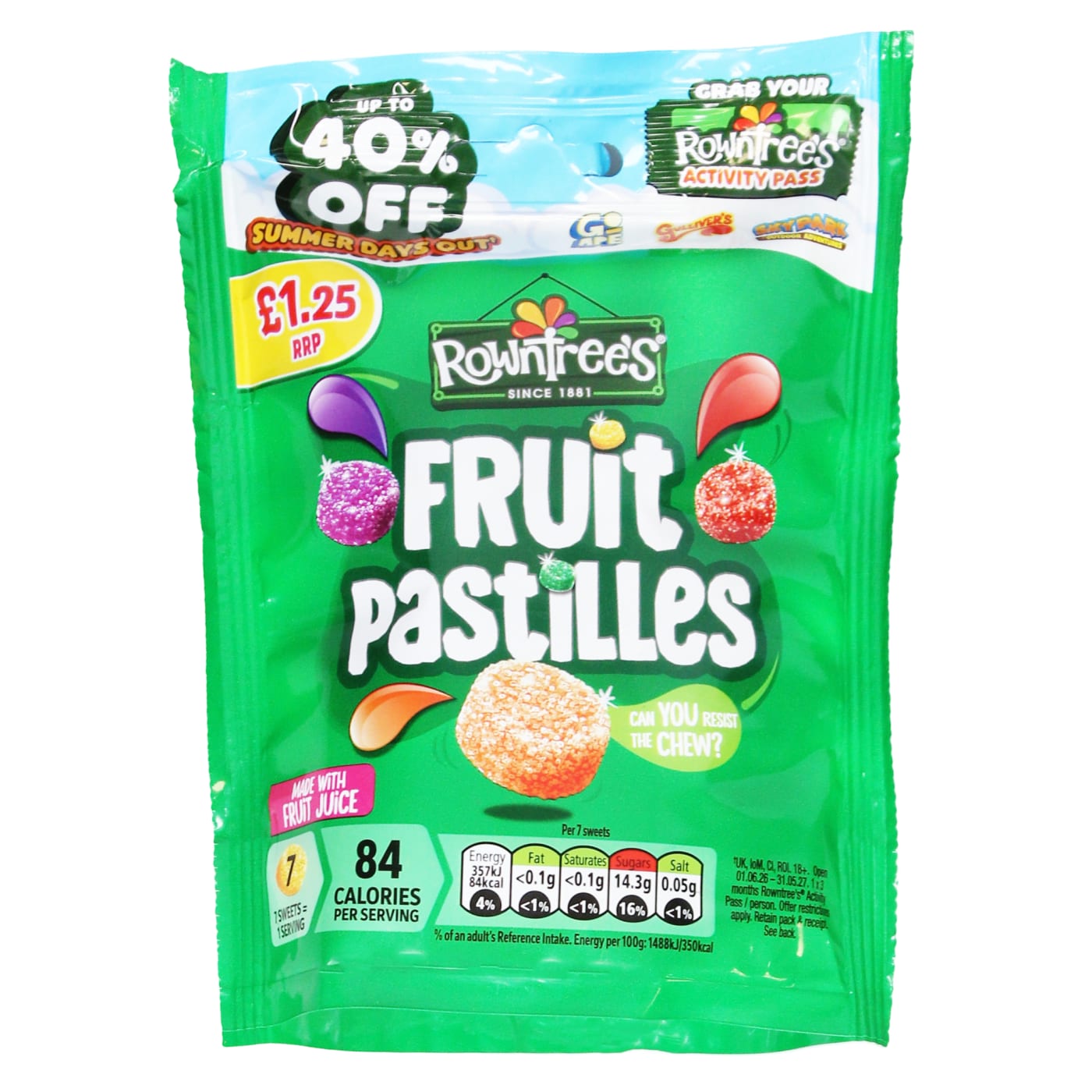ROWNTREE'S FRUIT PASTILLES 114G BAG PMP £1.25