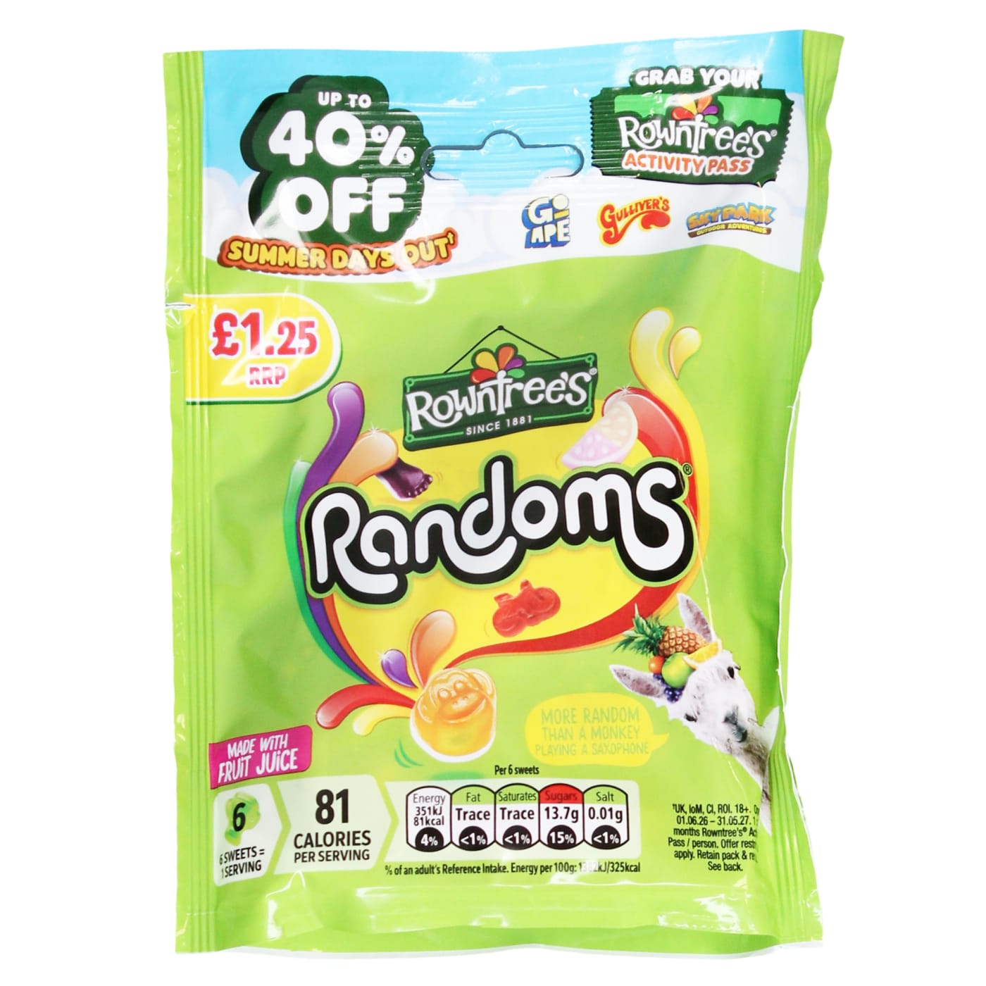 ROWNTREE'S RANDOMS 120G BAG PMP £1.25