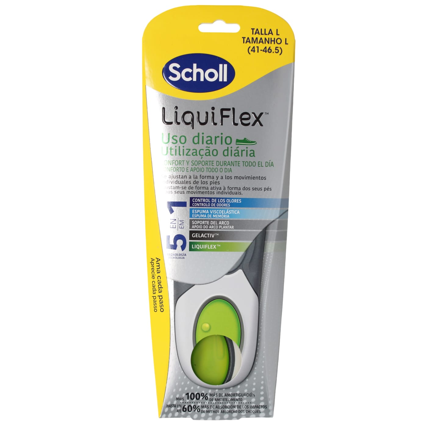 SCHOLL LIQUIFLEX EVERYDAY 5-IN-1 MEMORY FOAM INSOLES SIZE LARGE