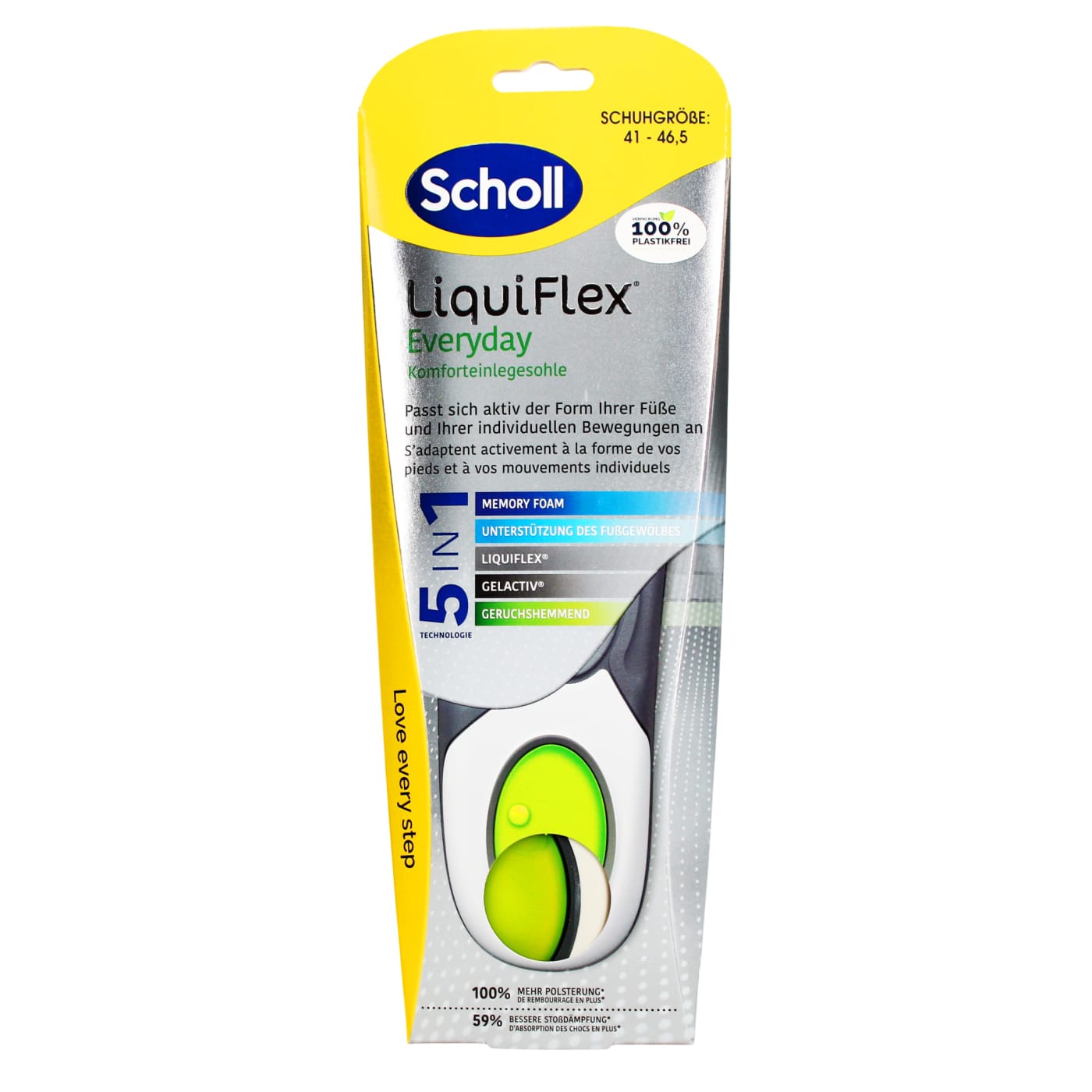 SCHOLL LIQUIFLEX EVERYDAY 5-IN-1 MEMORY FOAM INSOLES SIZE LARGE