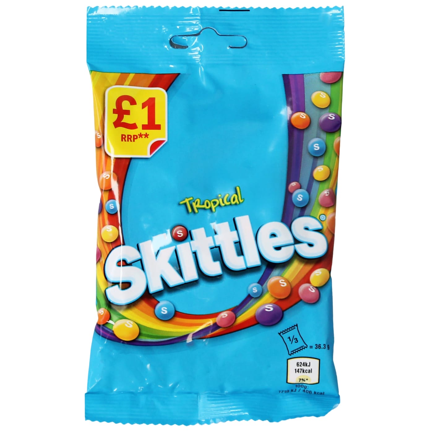 SKITTLES 109G BAG TROPICAL PMP £1